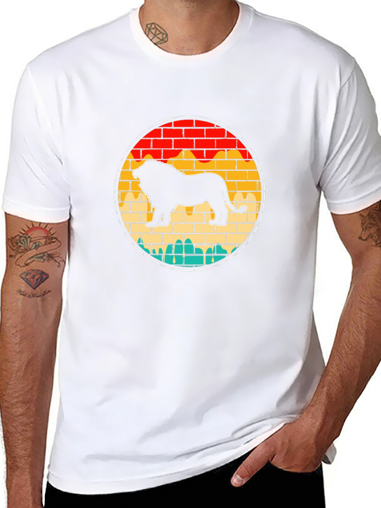 Lion Retro Sunset Graphic Tee