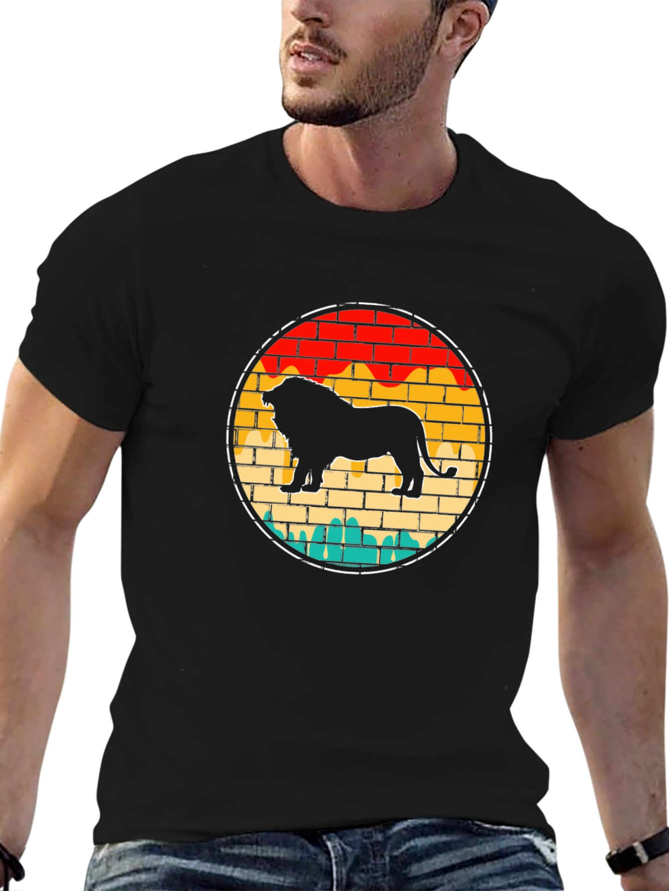 Lion Retro Sunset Graphic Tee