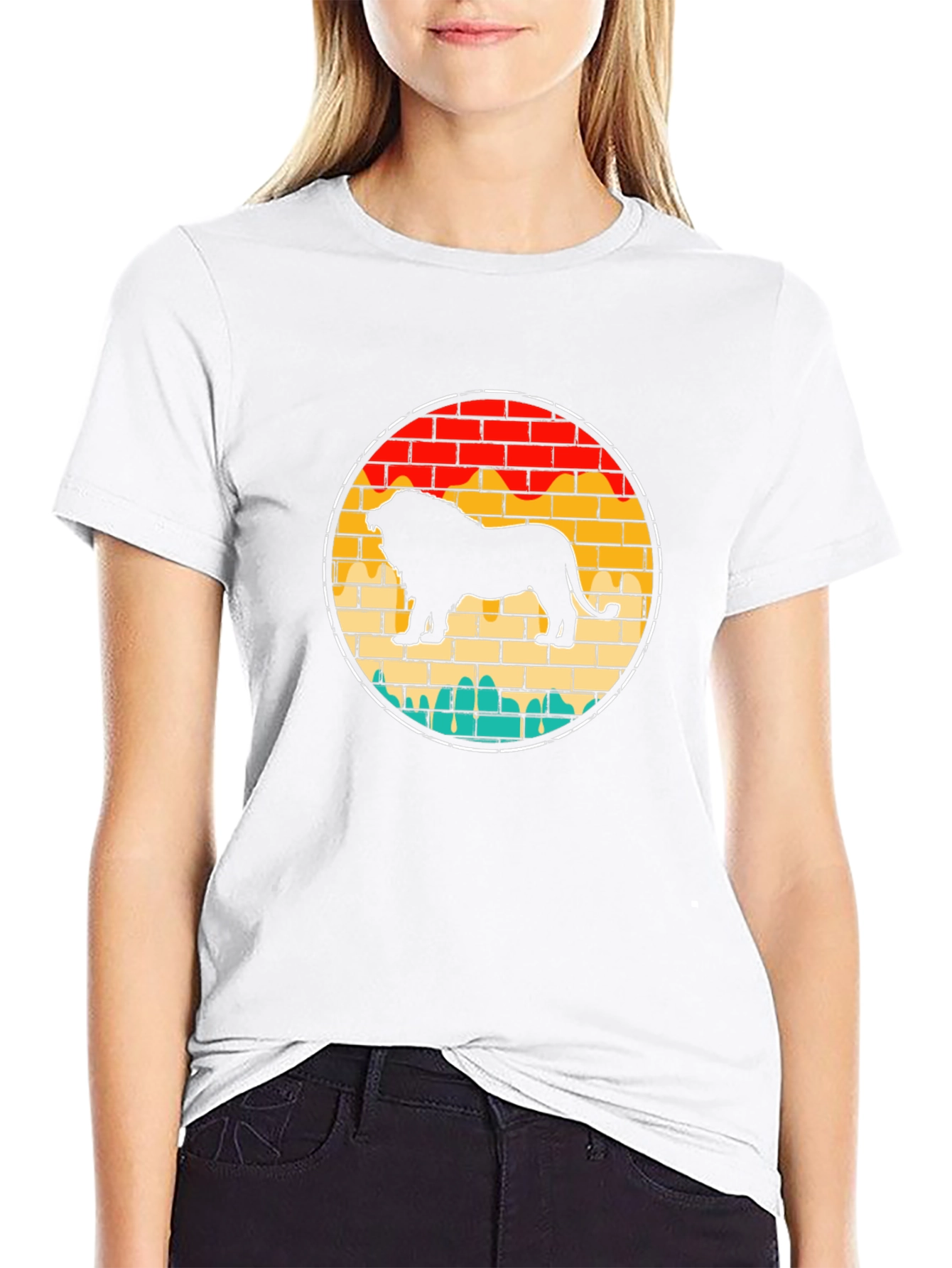 Lion Retro Sunset Graphic Tee