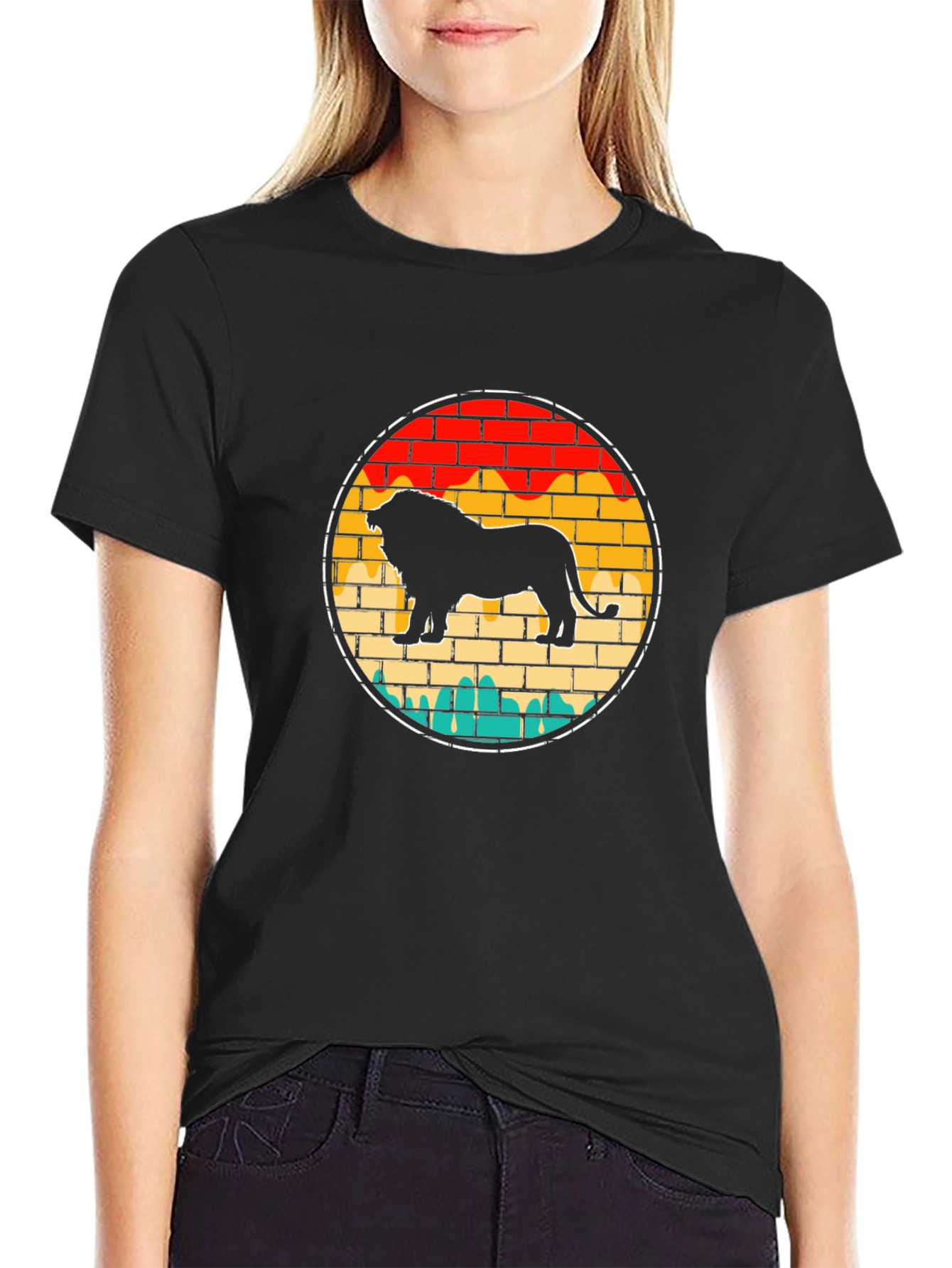 Lion Retro Sunset Graphic Tee