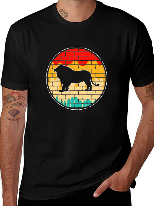 Lion Retro Sunset Graphic Tee