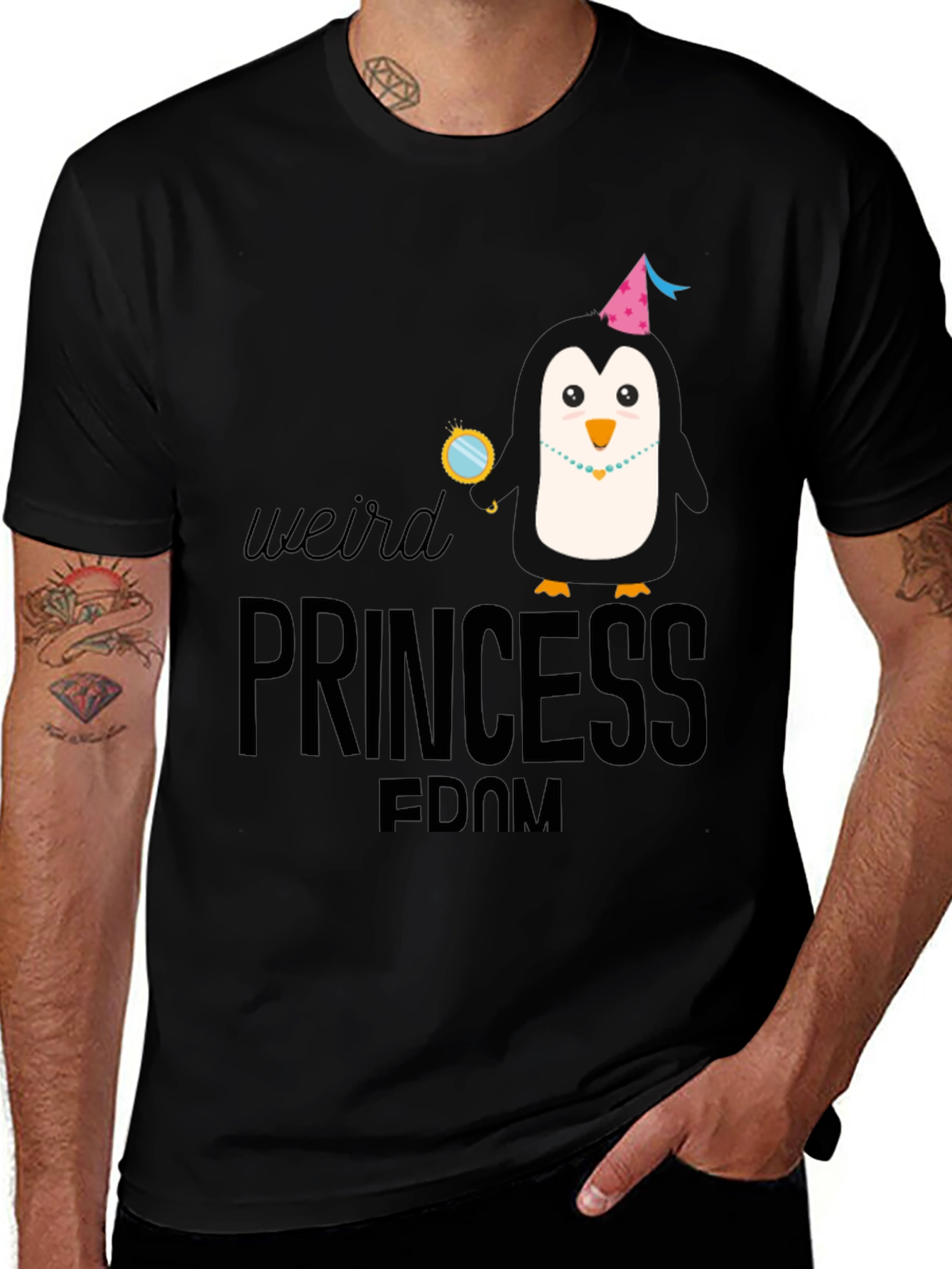 Weird Princess Penguin T-Shirt - Black