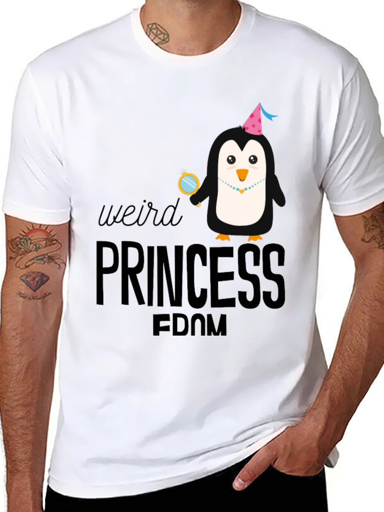 Weird Princess Penguin T-Shirt - Black