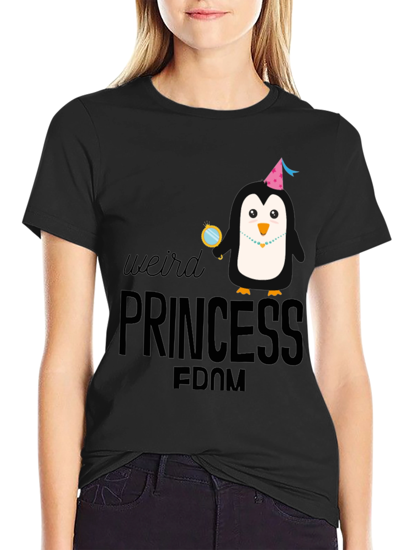 Weird Princess Penguin T-Shirt - Black