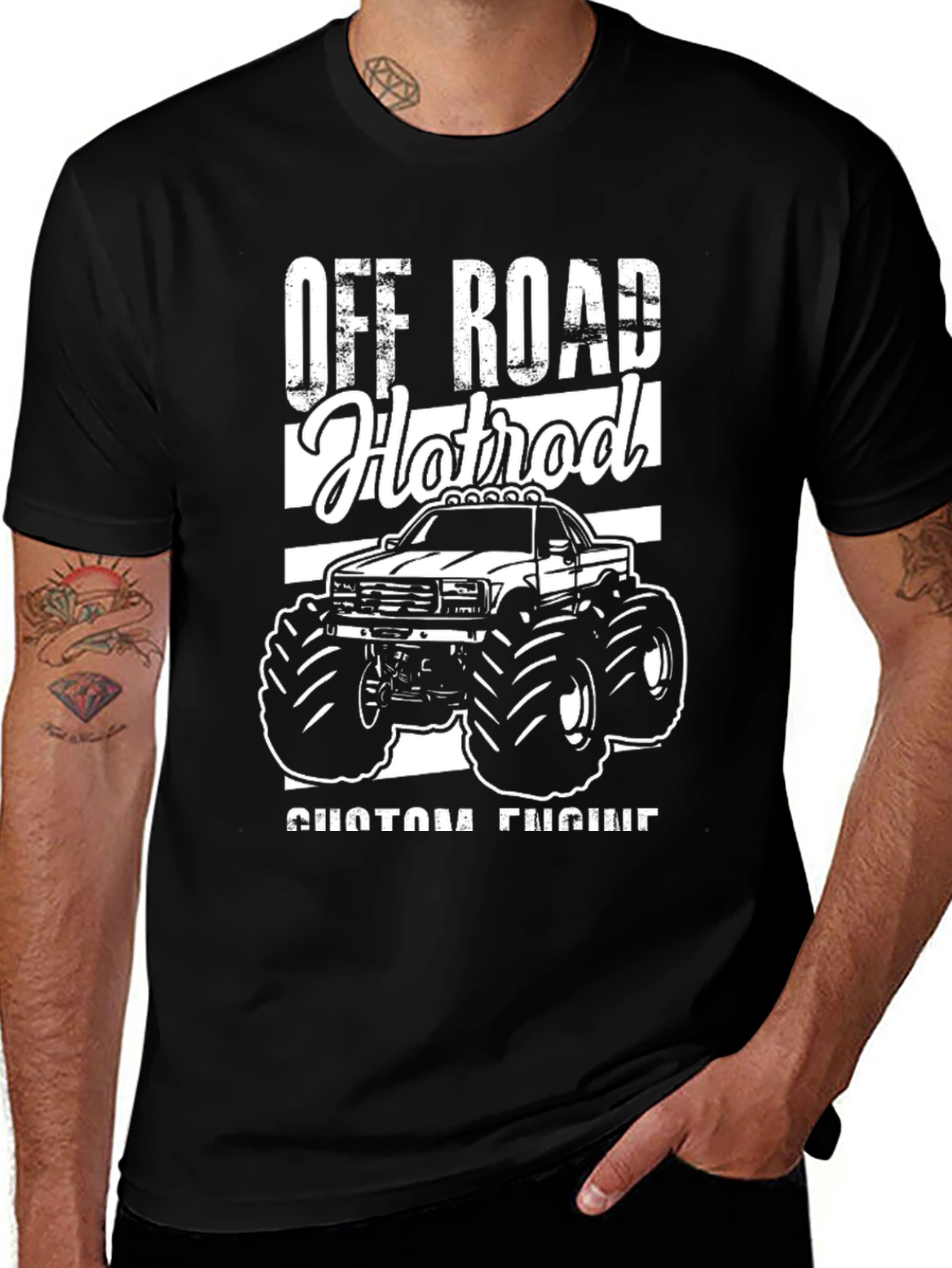 Off Road Hotrod Monster Truck Black T-Shirt