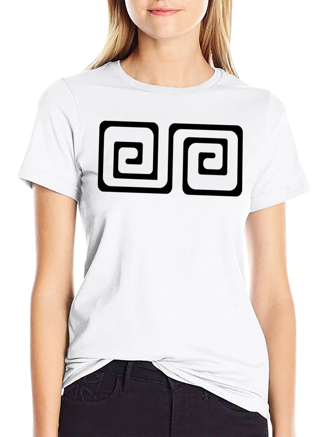 Black T-Shirt with Double Spiral Design