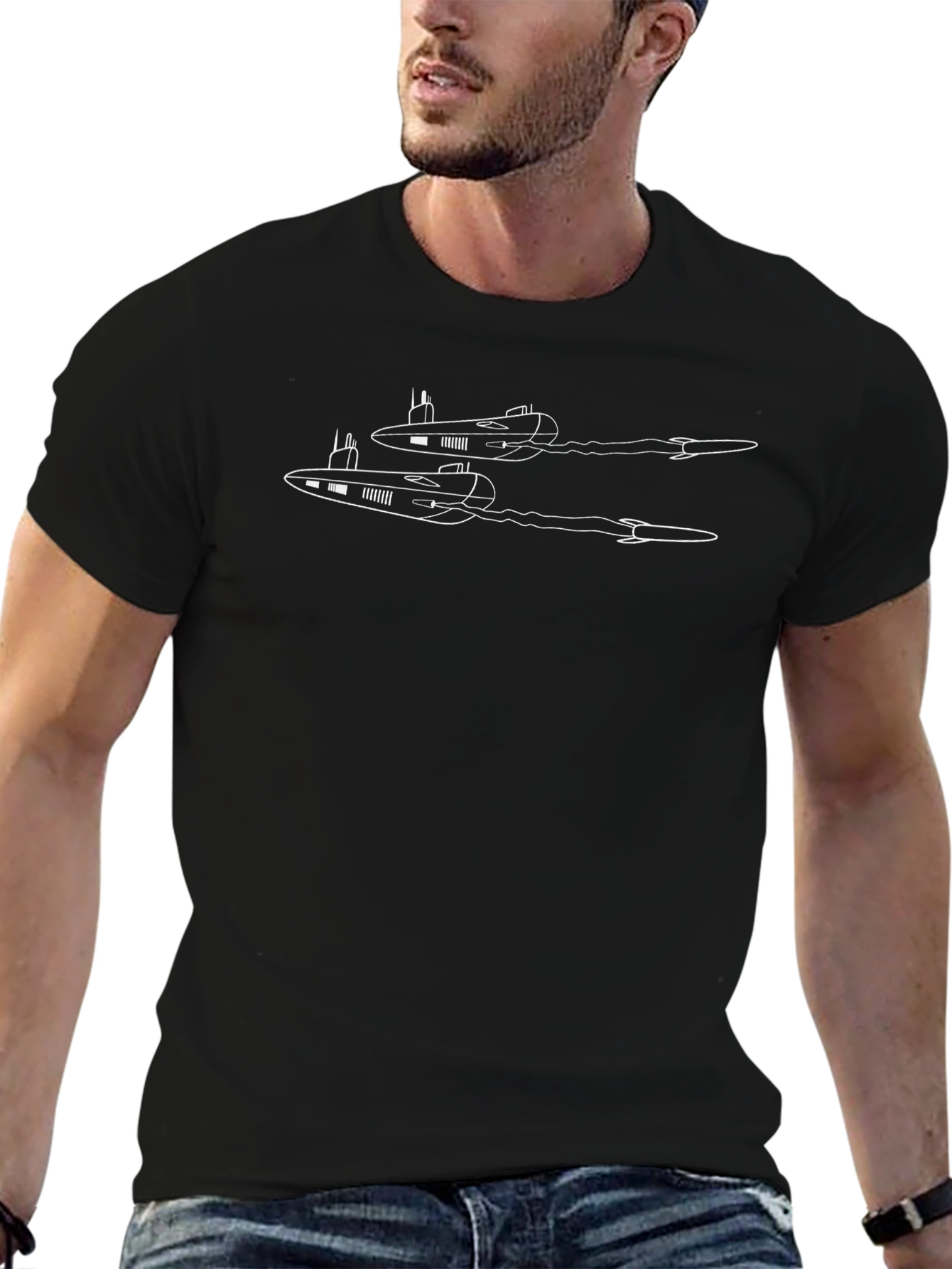Retro Rocket Black T-Shirt - Sci-Fi Style