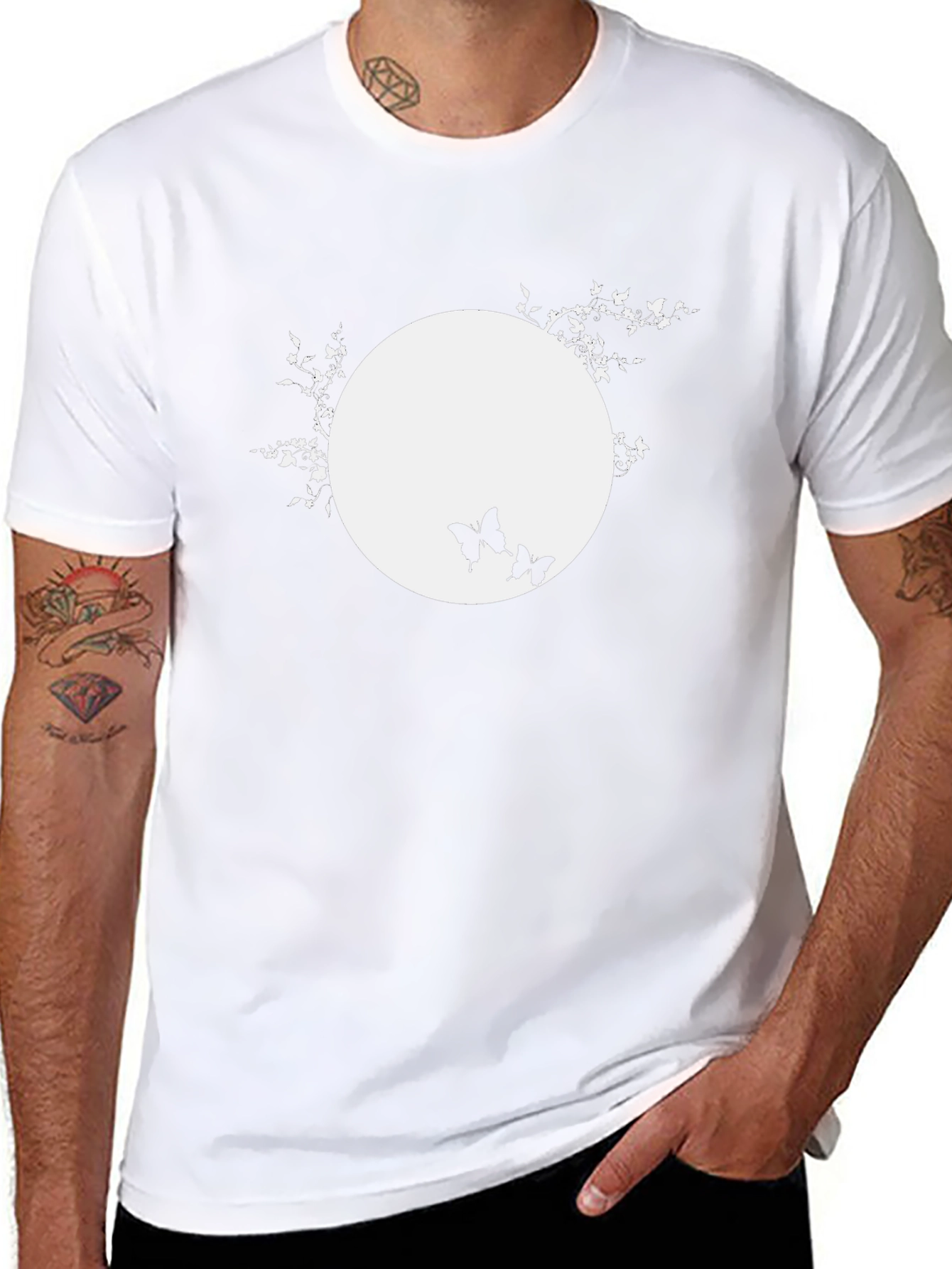 Black T-Shirt with Butterfly Moon Design