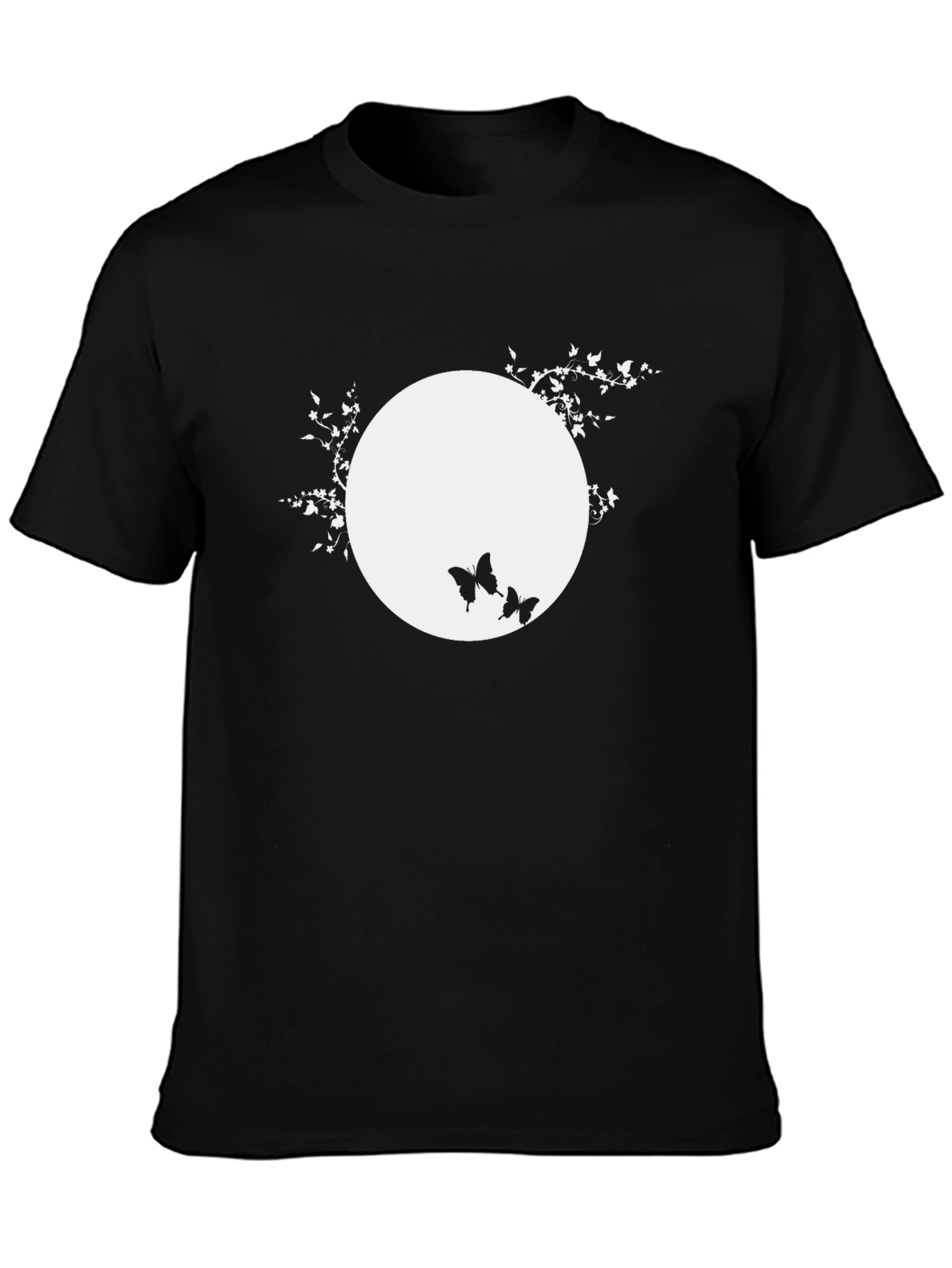 Black T-Shirt with Butterfly Moon Design