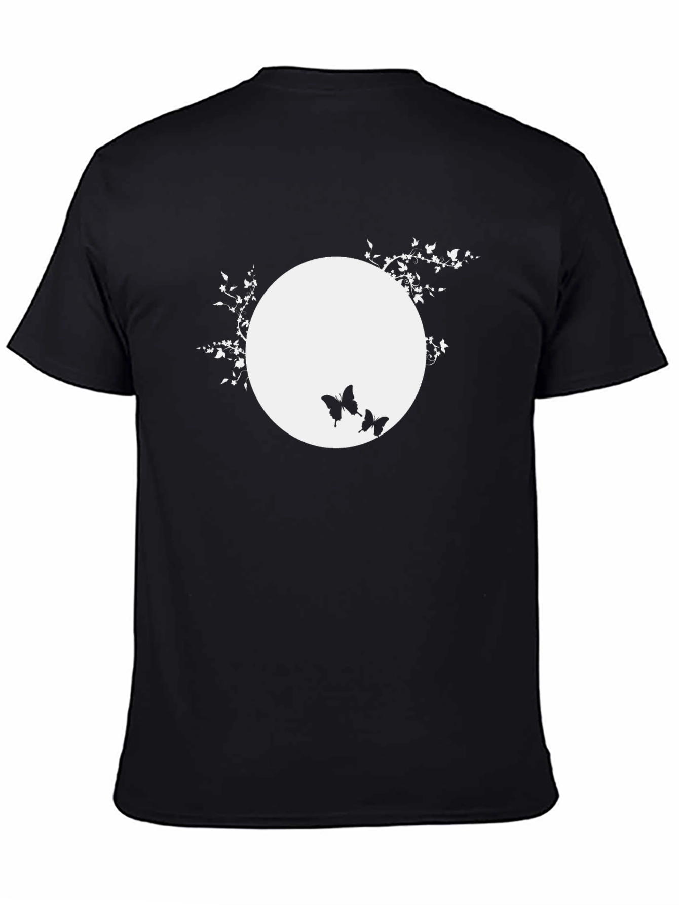 Black T-Shirt with Butterfly Moon Design