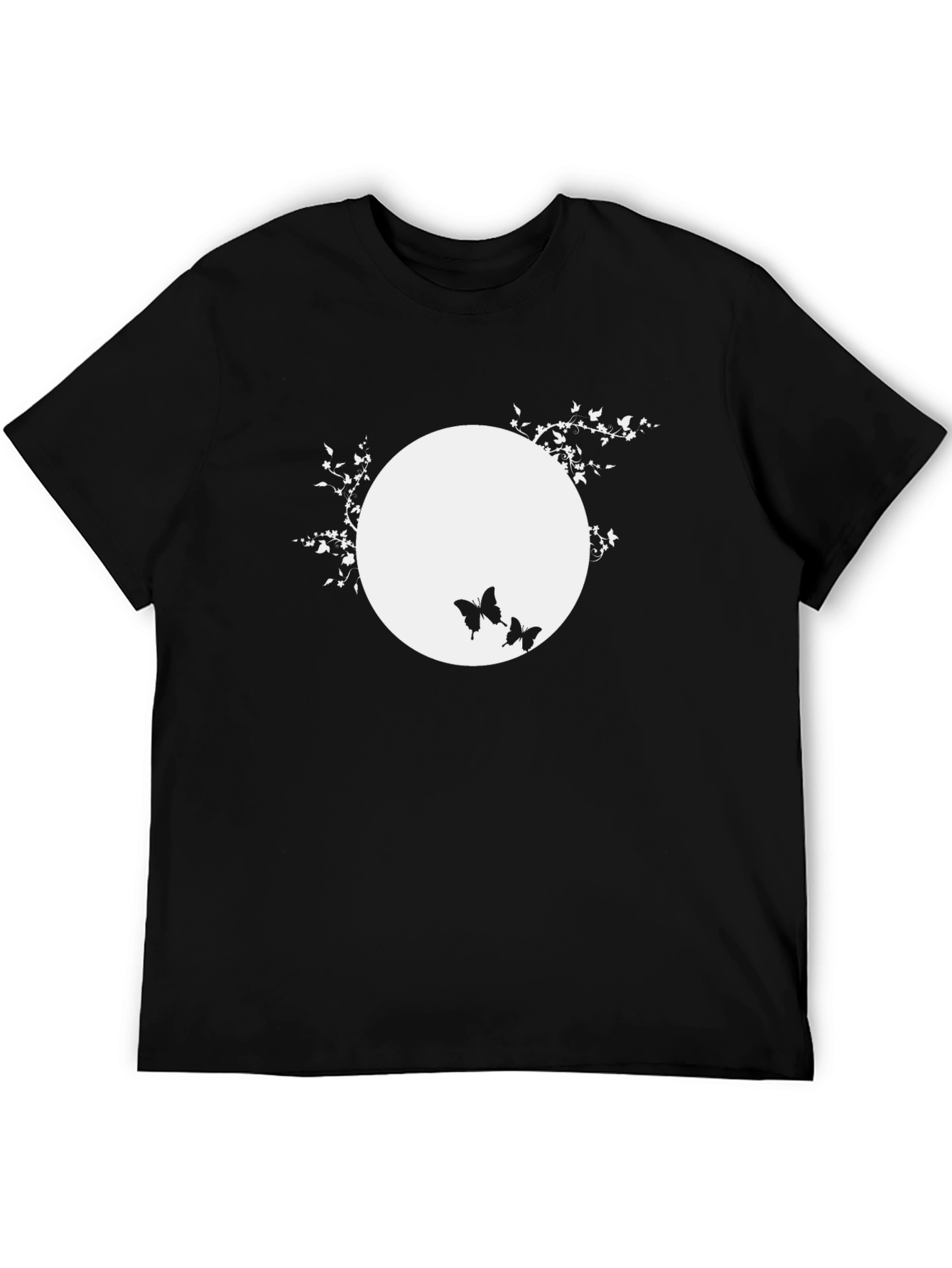 Black T-Shirt with Butterfly Moon Design