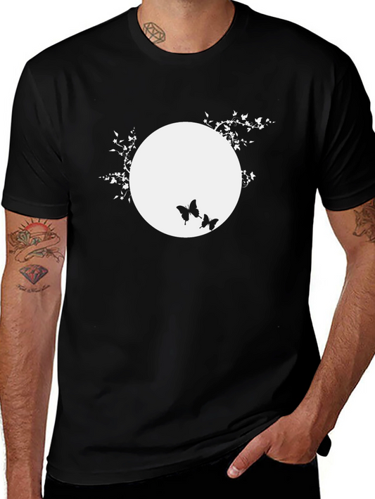 Black T-Shirt with Butterfly Moon Design