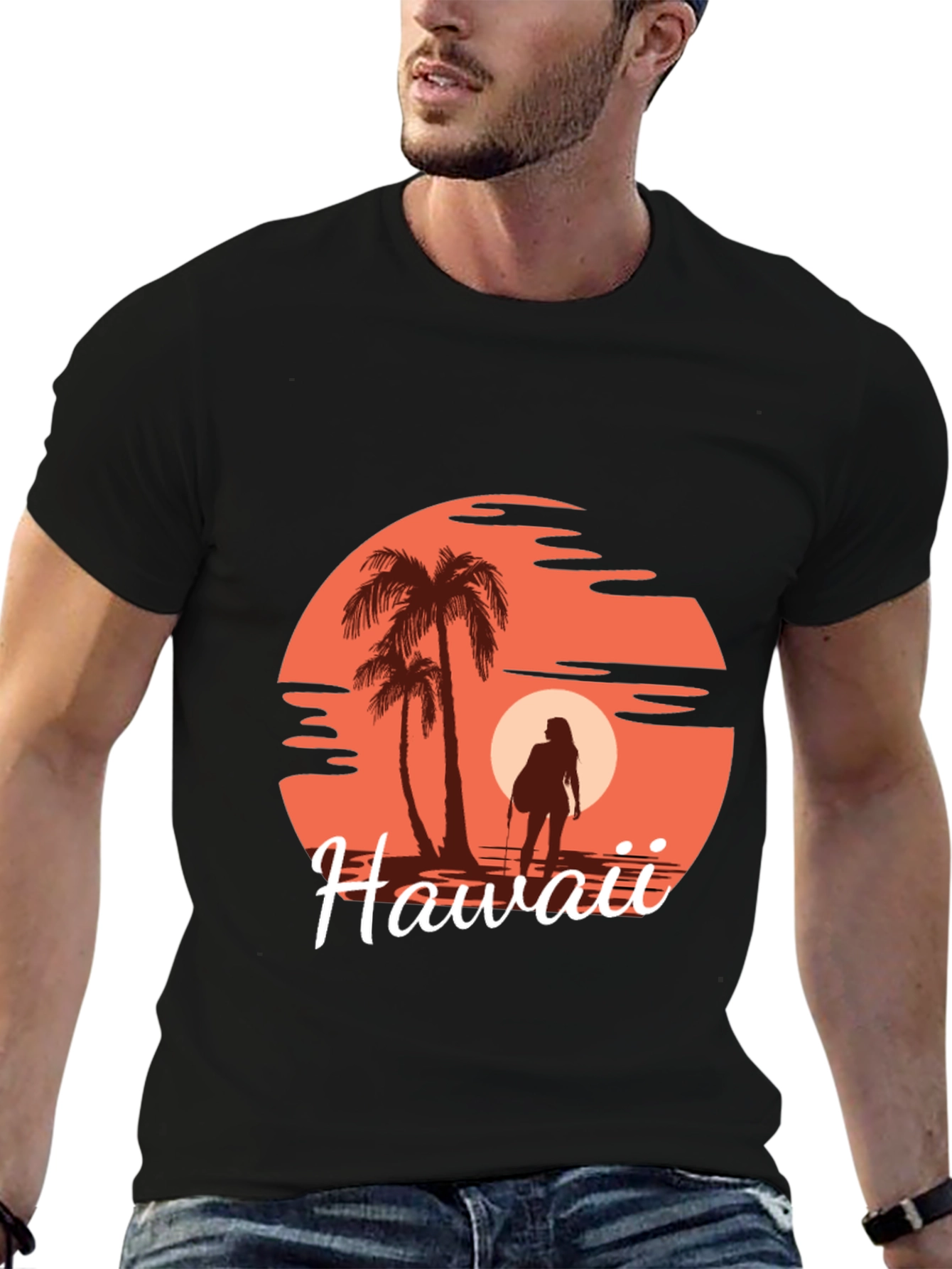 Hawaii Sunset T-Shirt - Tropical Palm Tree Graphic Tee