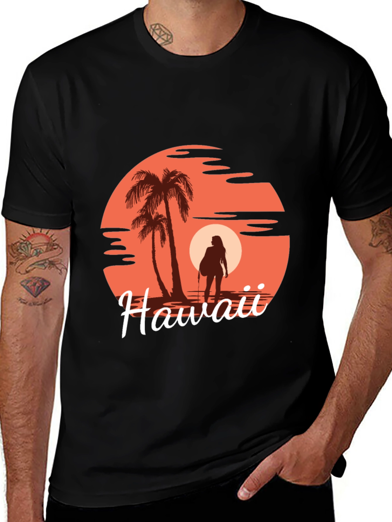 Hawaii Sunset T-Shirt - Tropical Palm Tree Graphic Tee