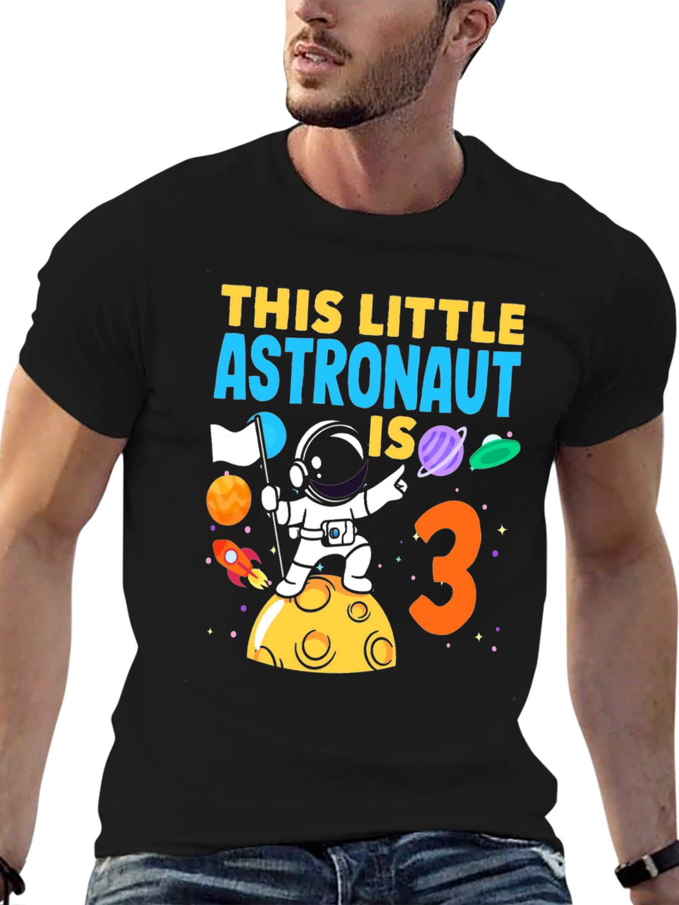 Astronaut Birthday T-Shirt - This Little Astronaut is 3