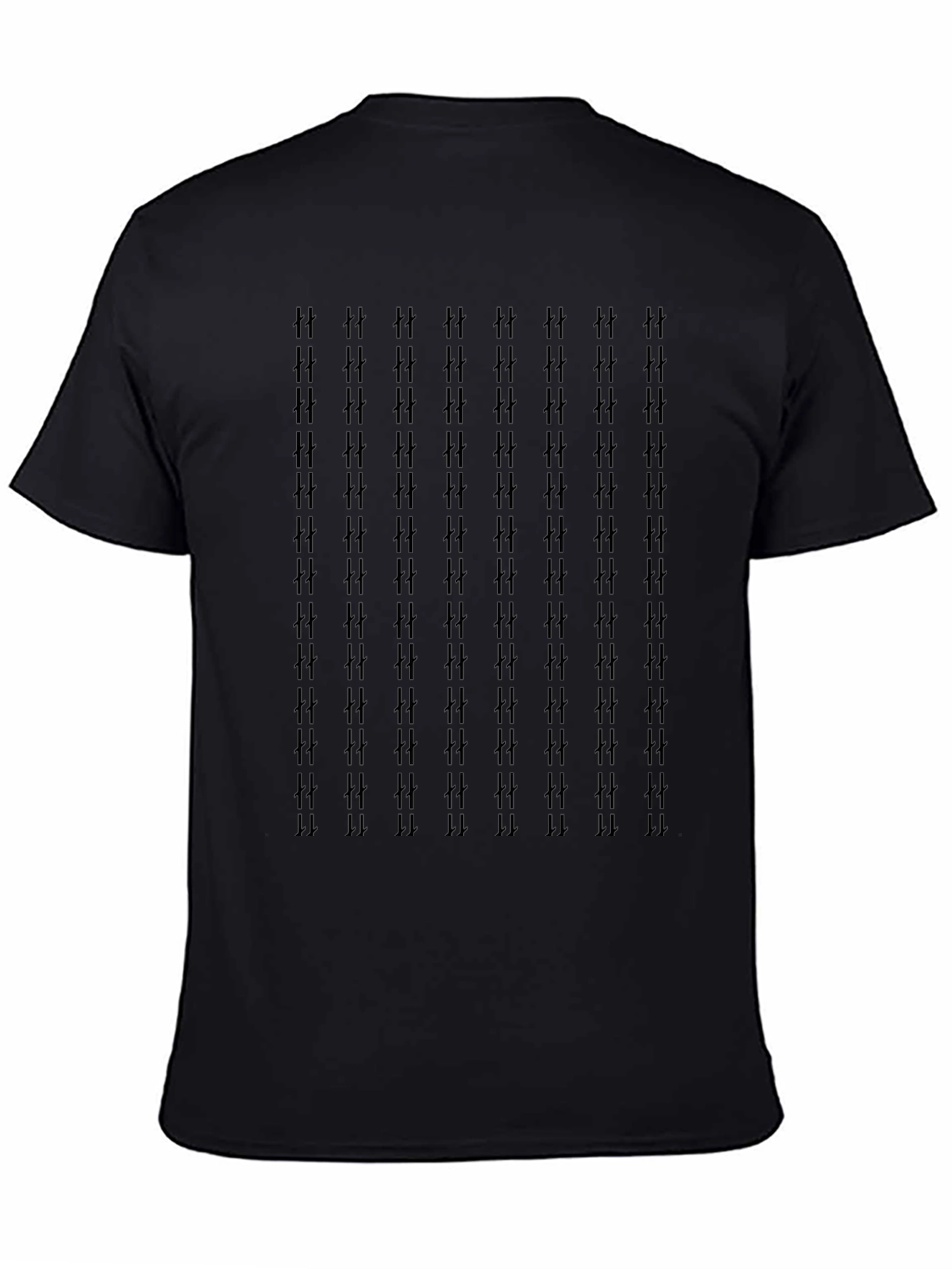 Patterned Black Crew Neck Tee