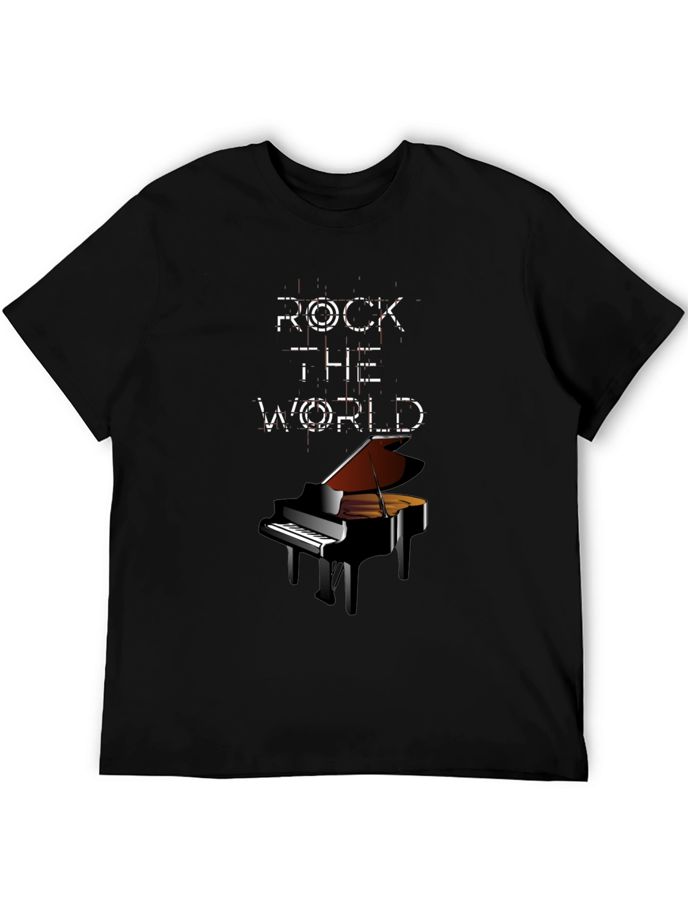Rock the World Piano Graphic Tee - Black