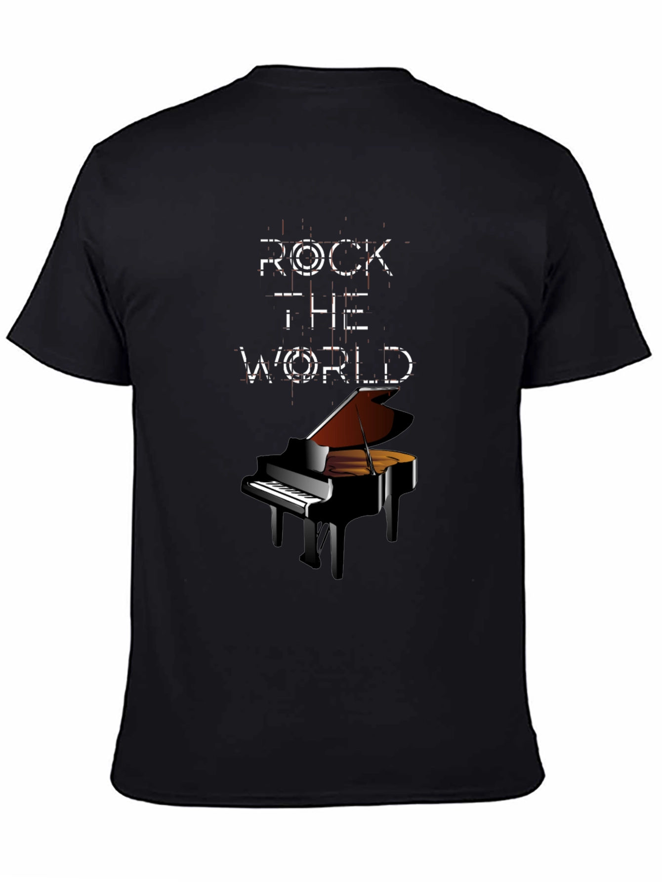 Rock the World Piano Graphic Tee - Black