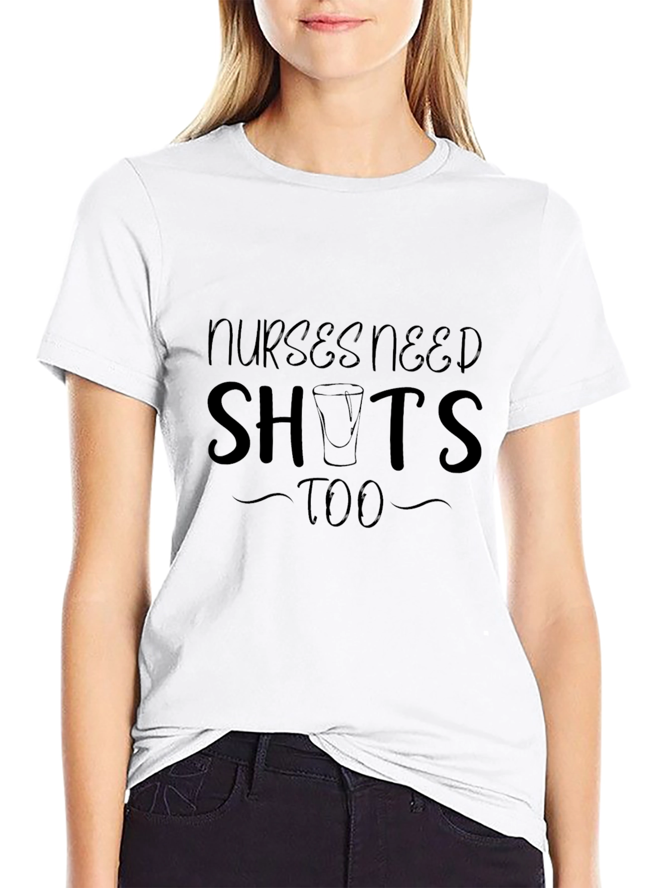 Nurses Need Shots Too Black Graphic T-Shirt