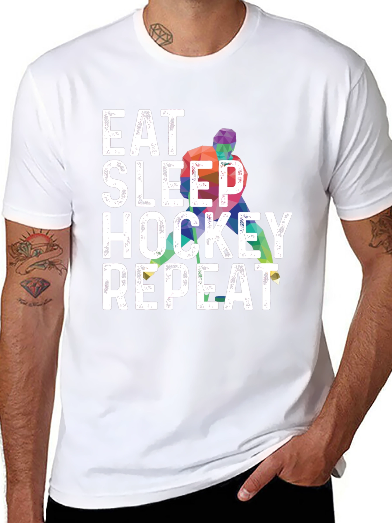 Eat Sleep Hockey Repeat Graphic Tee