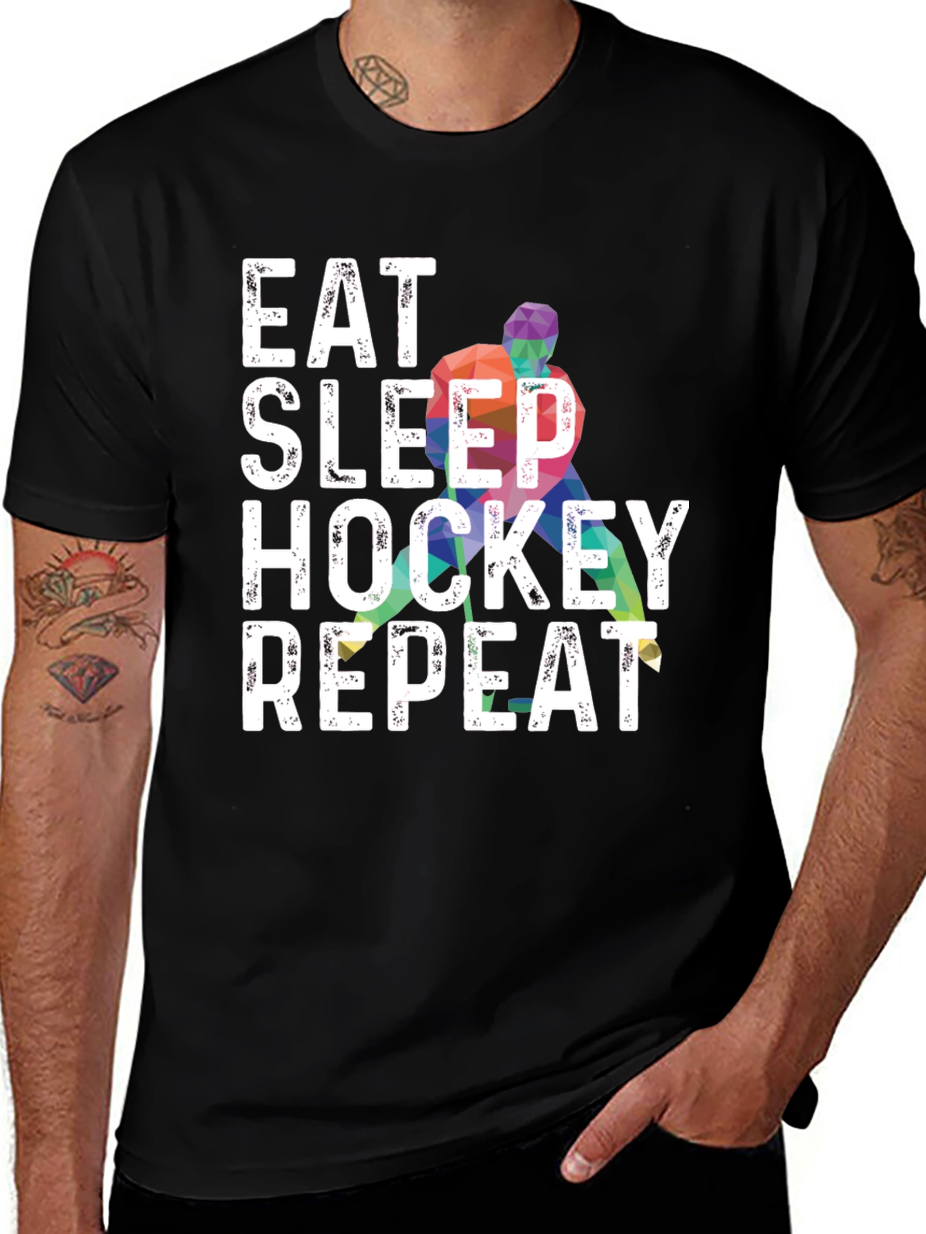 Eat Sleep Hockey Repeat Graphic Tee