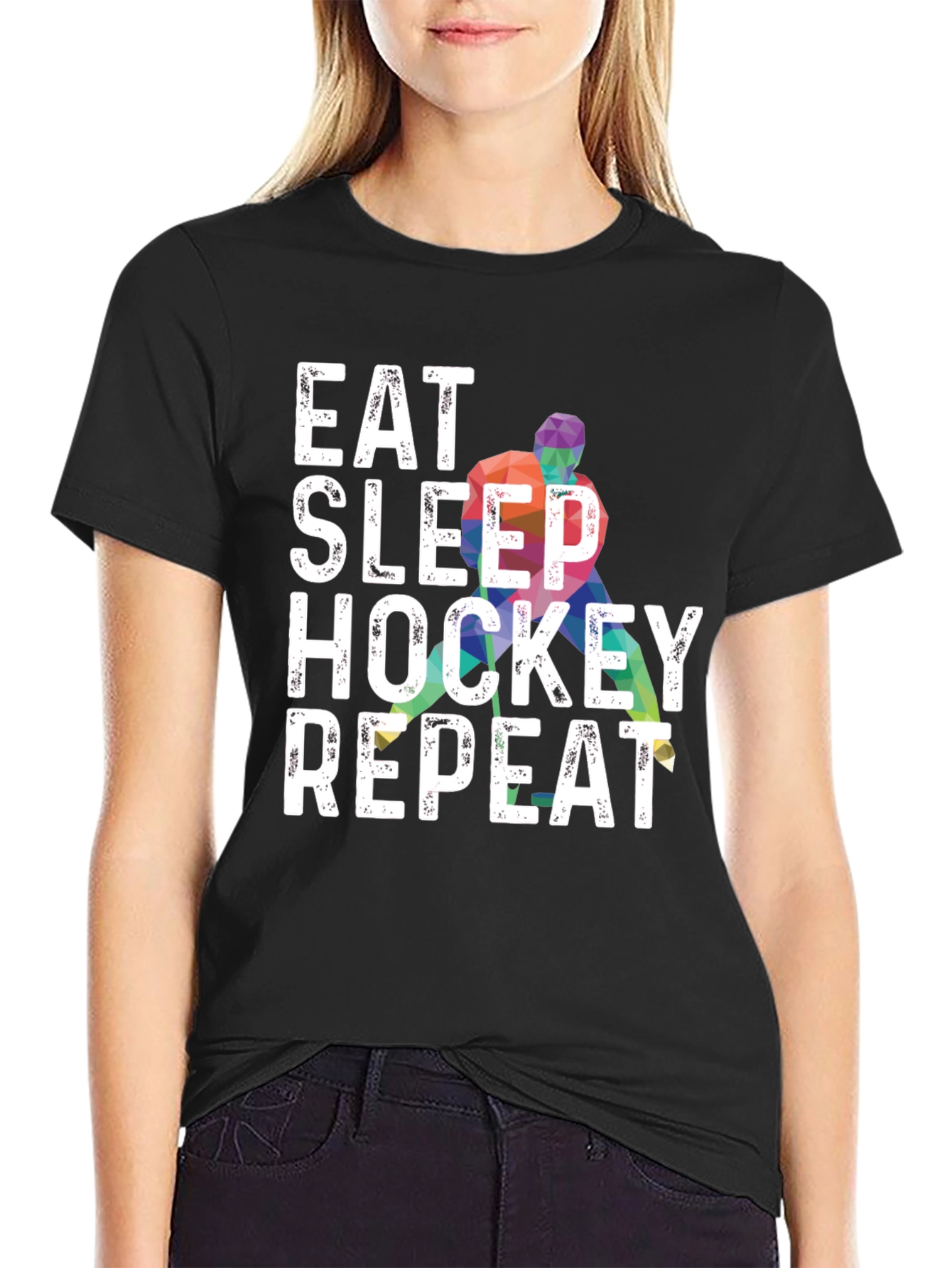 Eat Sleep Hockey Repeat Graphic Tee