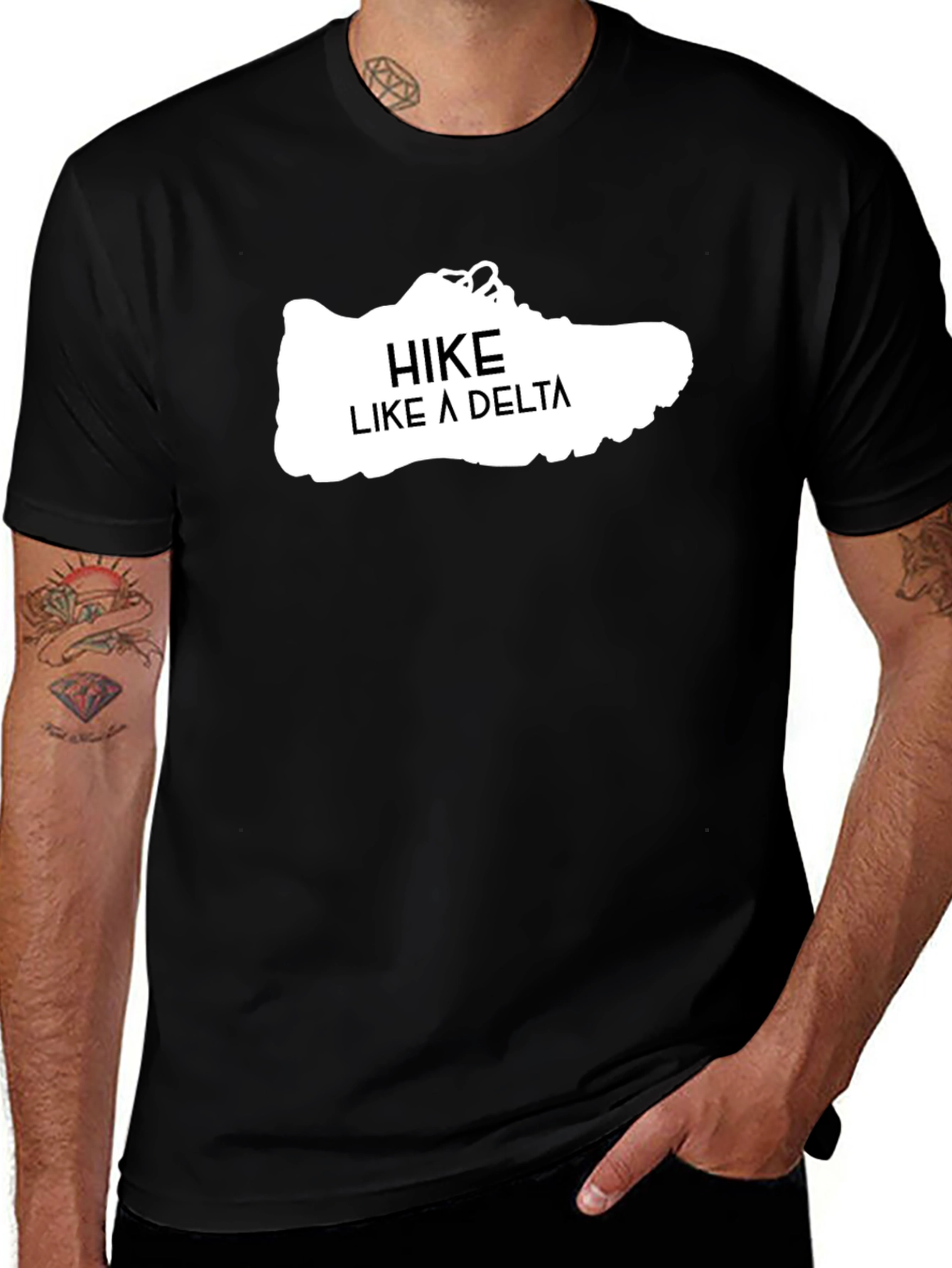 Hike Like a Delta Black Graphic Tee