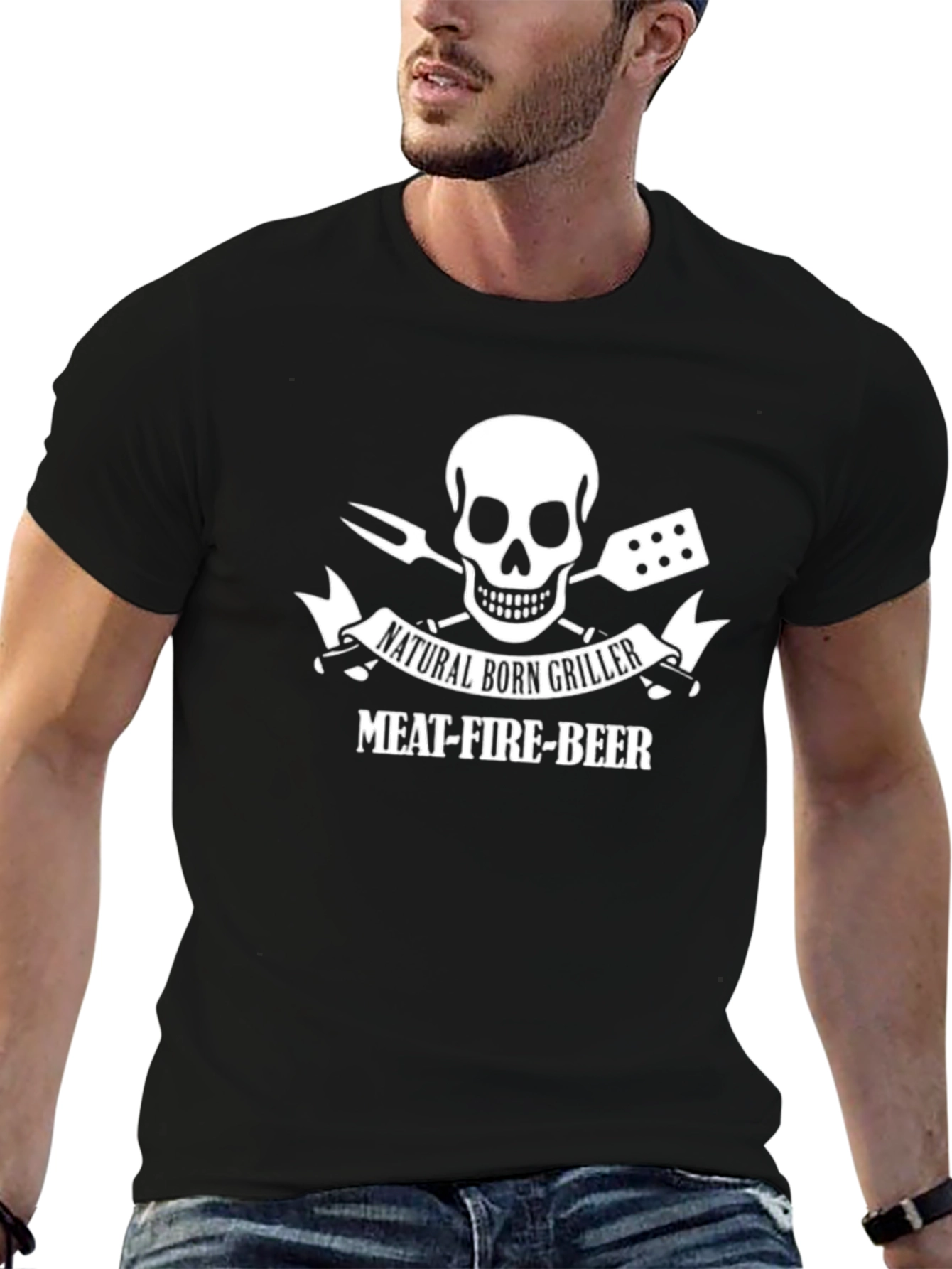 Natural Born Griller - Meat Fire Beer T-Shirt