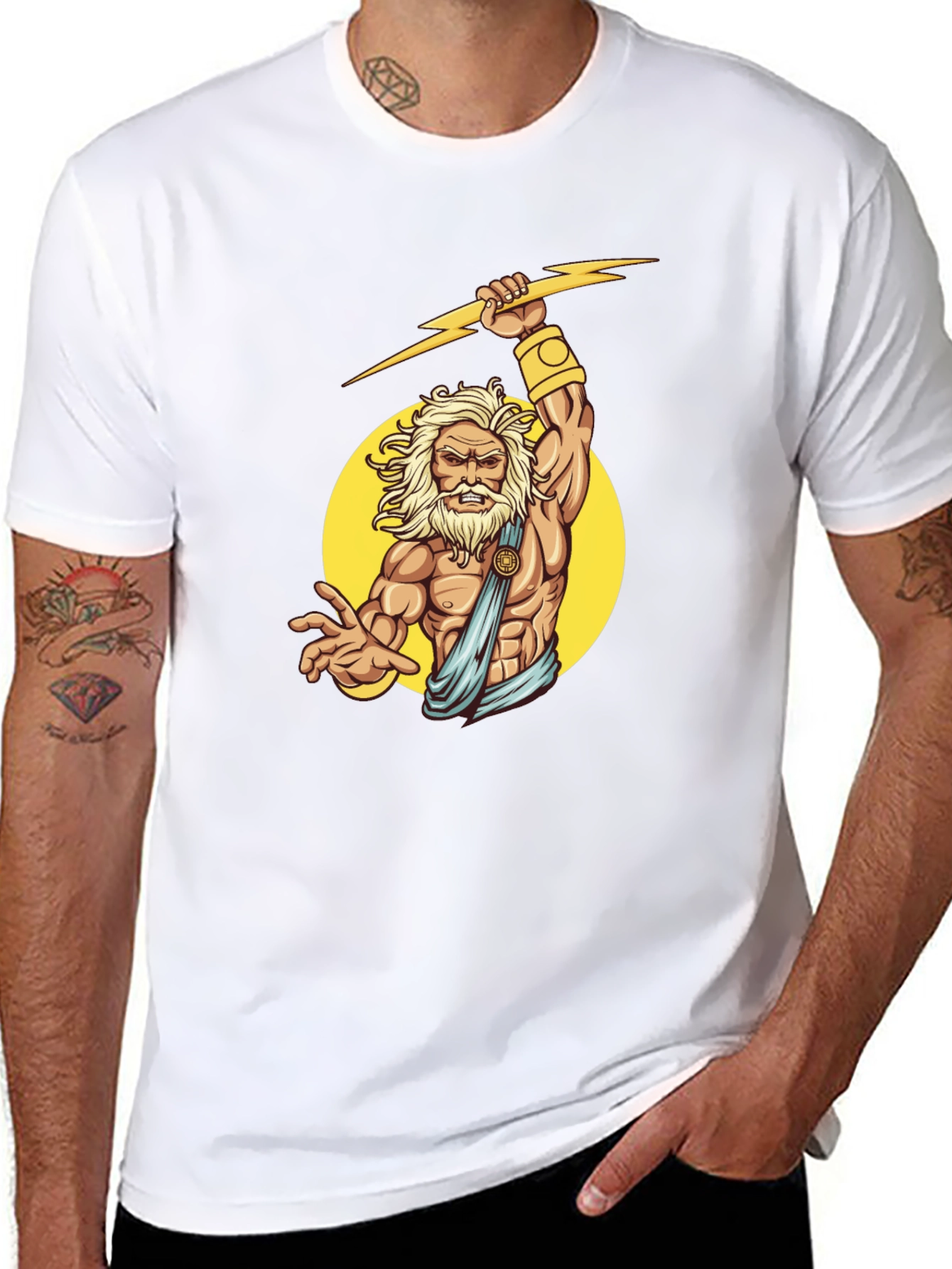 Zeus Graphic Black T-Shirt - Mythical God Design