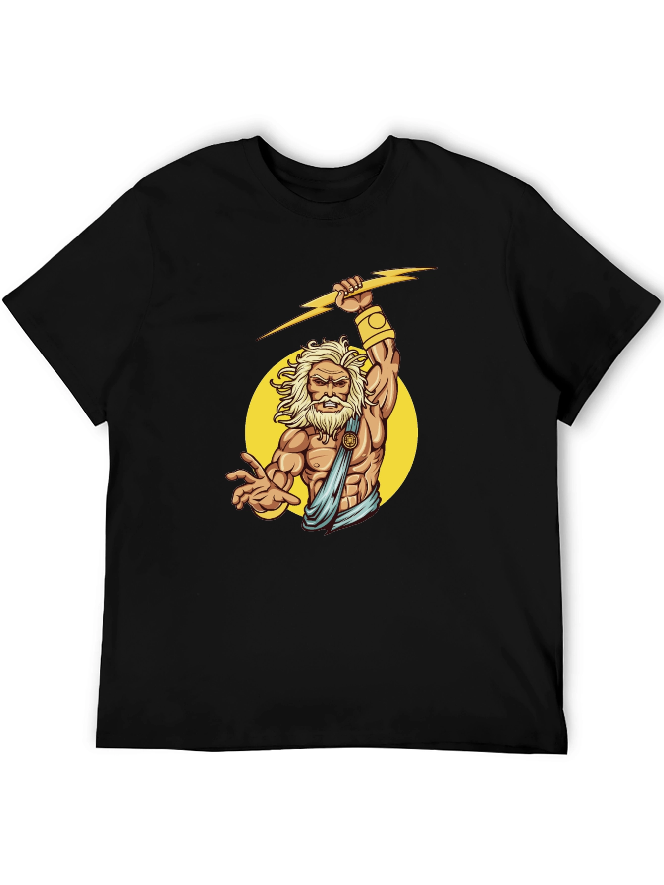 Zeus Graphic Black T-Shirt - Mythical God Design