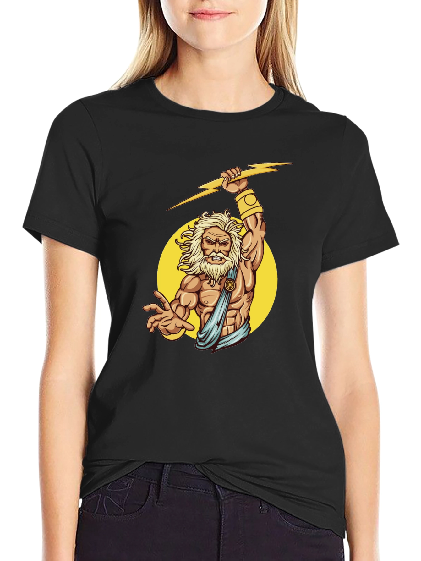 Zeus Graphic Black T-Shirt - Mythical God Design