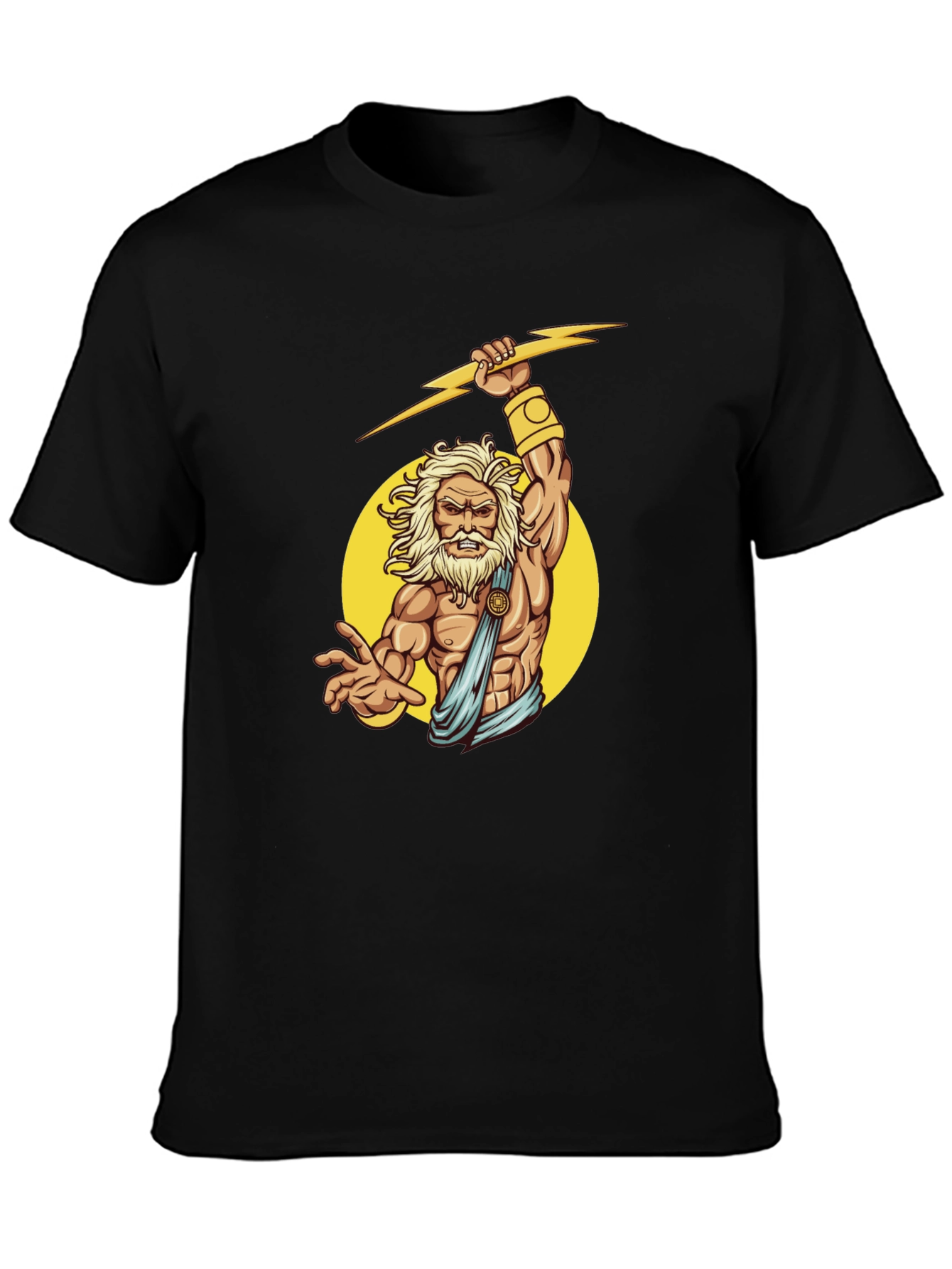 Zeus Graphic Black T-Shirt - Mythical God Design