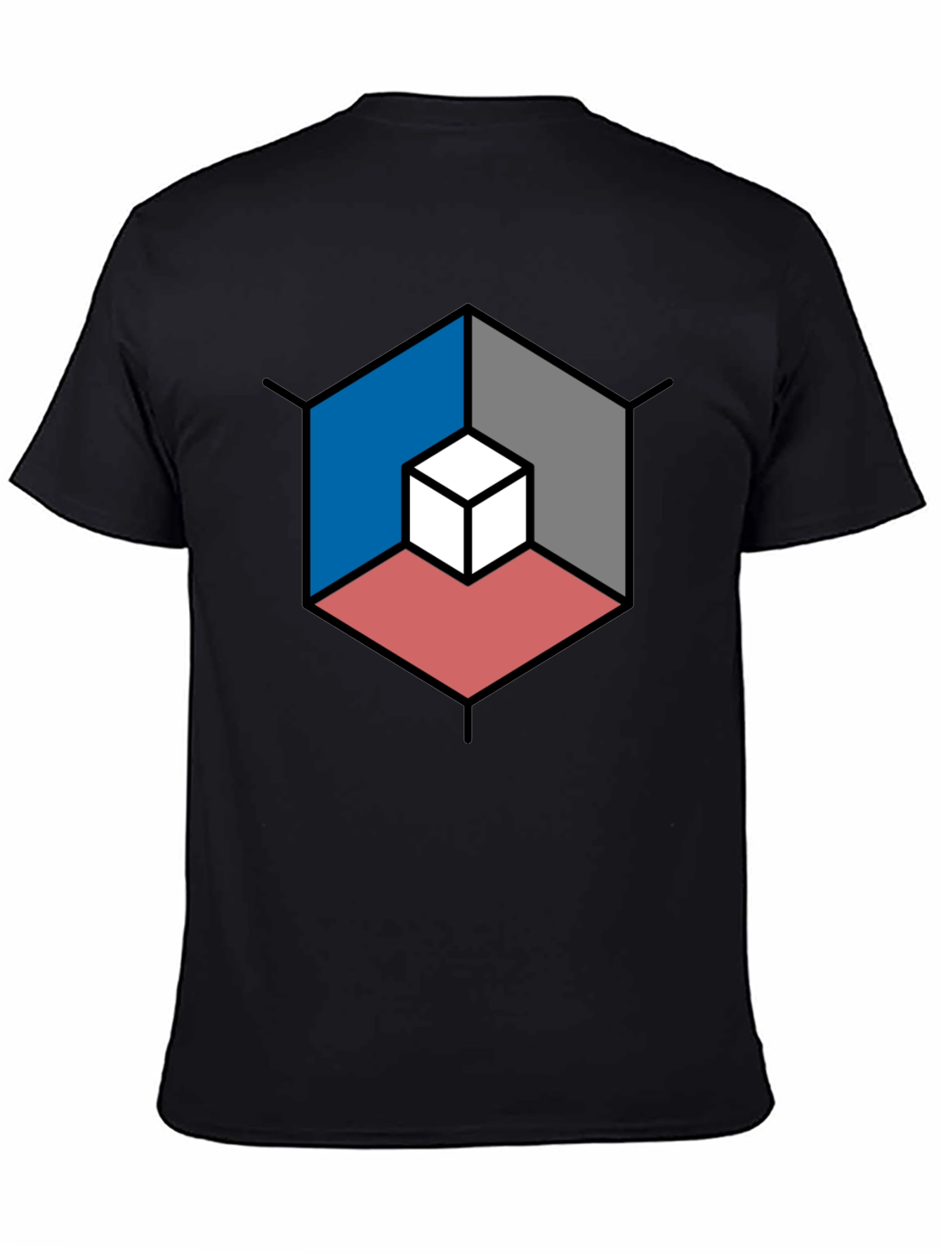 Geometric Cube Illusion Black T-Shirt