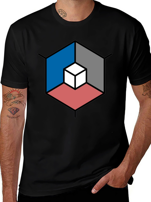 Geometric Cube Illusion Black T-Shirt