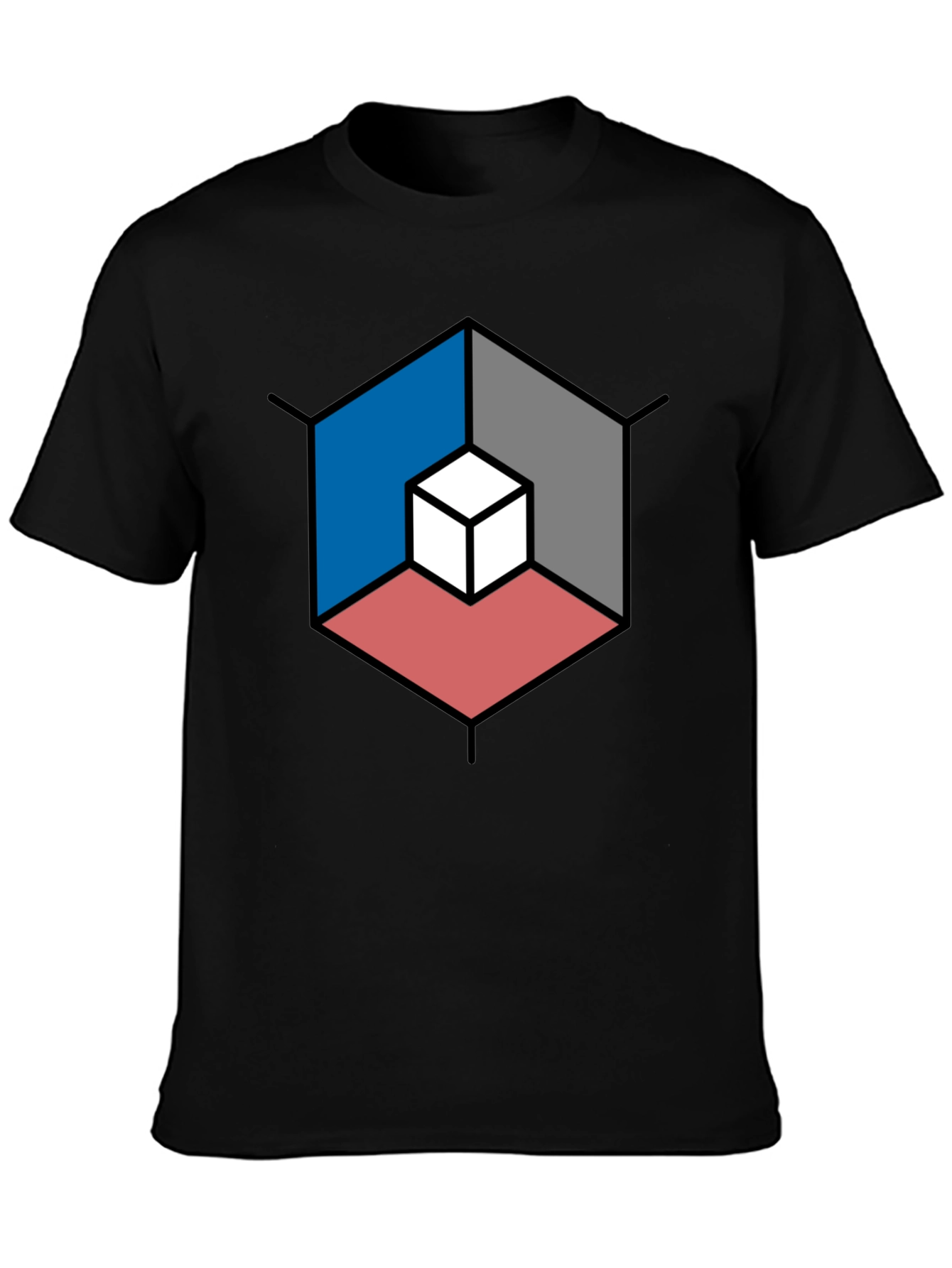 Geometric Cube Illusion Black T-Shirt