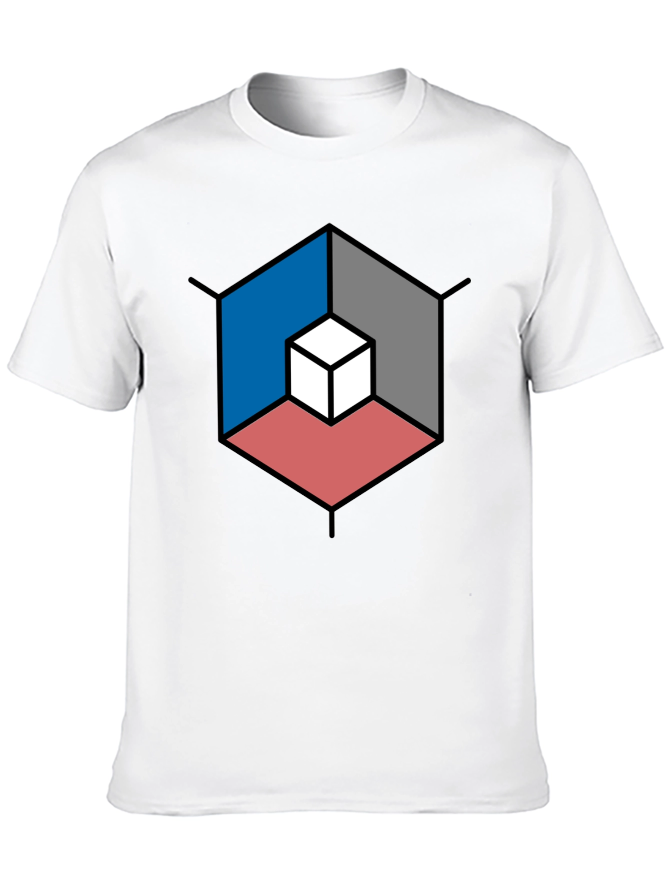 Geometric Cube Illusion Black T-Shirt