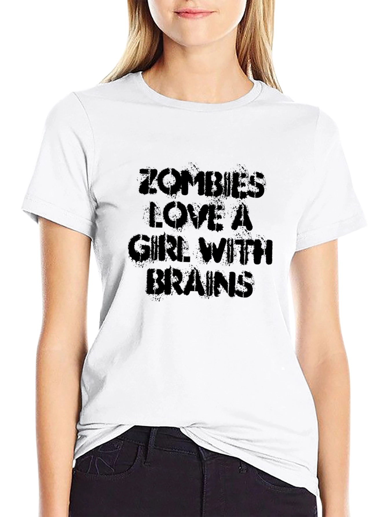 Zombies Love Brains Graphic T-Shirt - Black