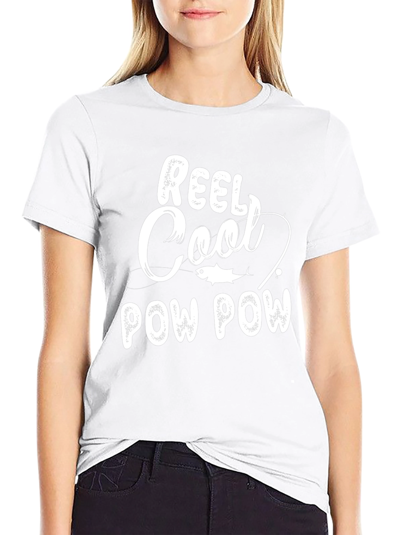 Reel Cool Pow Pow Black Graphic Tee