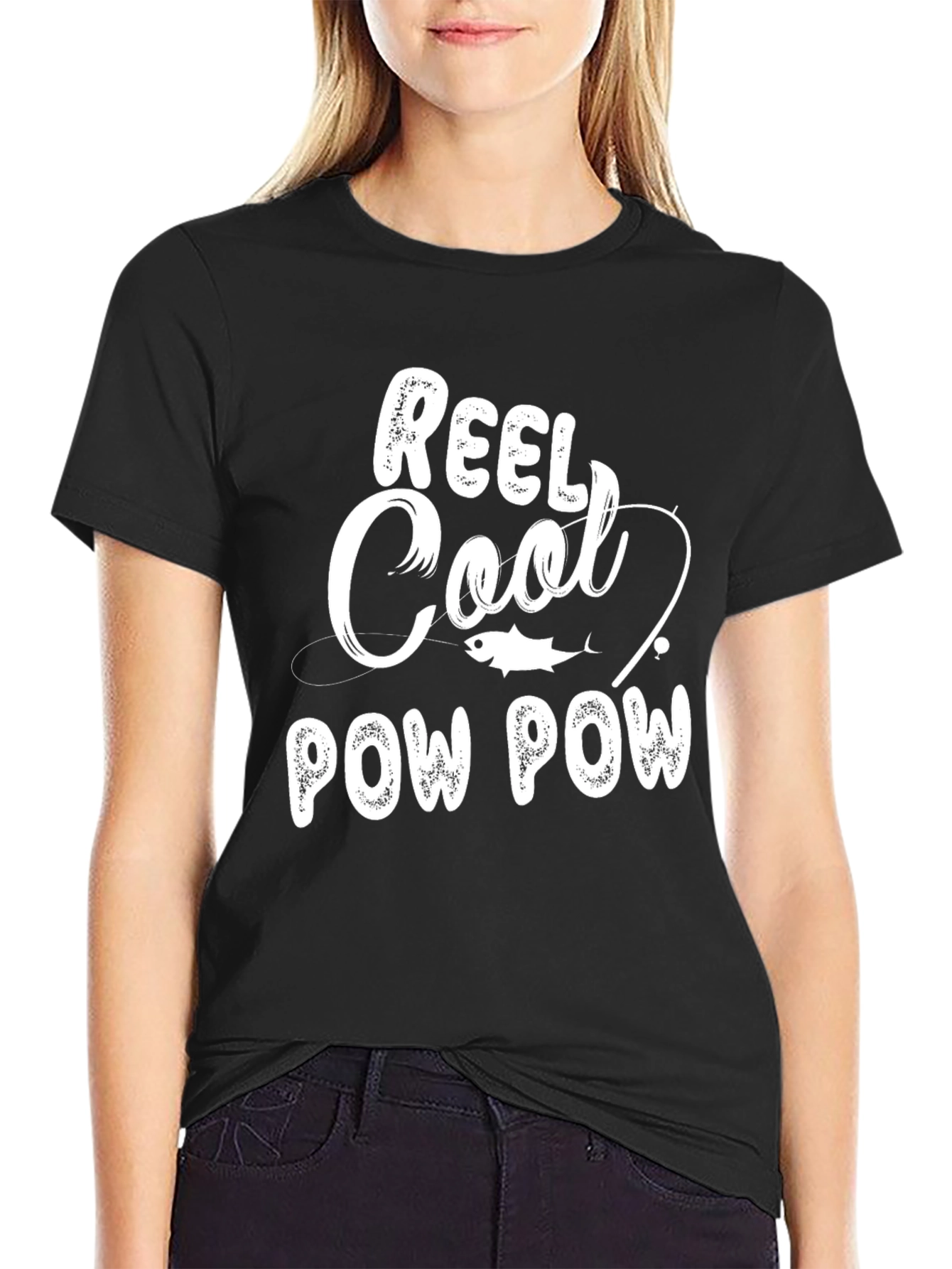 Reel Cool Pow Pow Black Graphic Tee