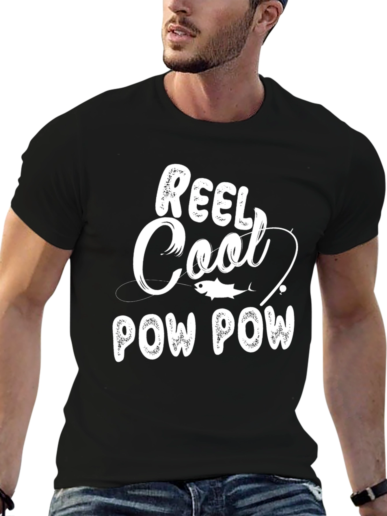 Reel Cool Pow Pow Black Graphic Tee