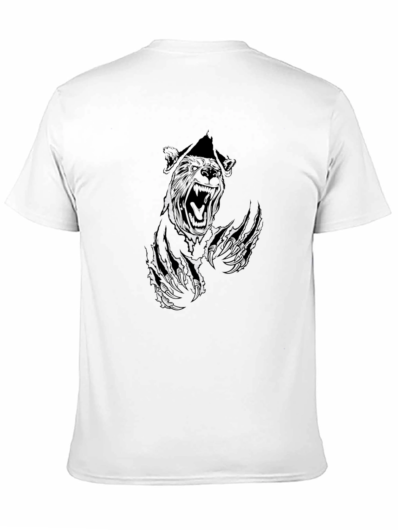 Black Graphic Tee - Ripped Bear Design