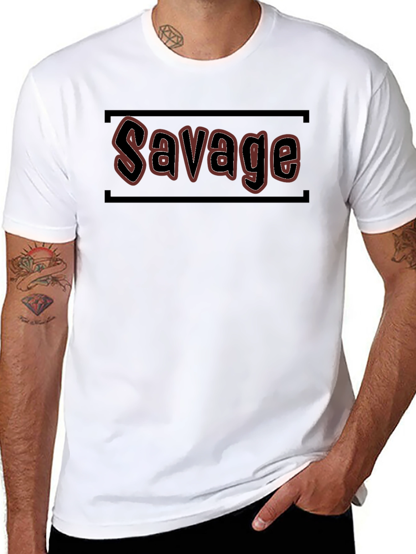 Savage Graphic Print Black T-Shirt for Men