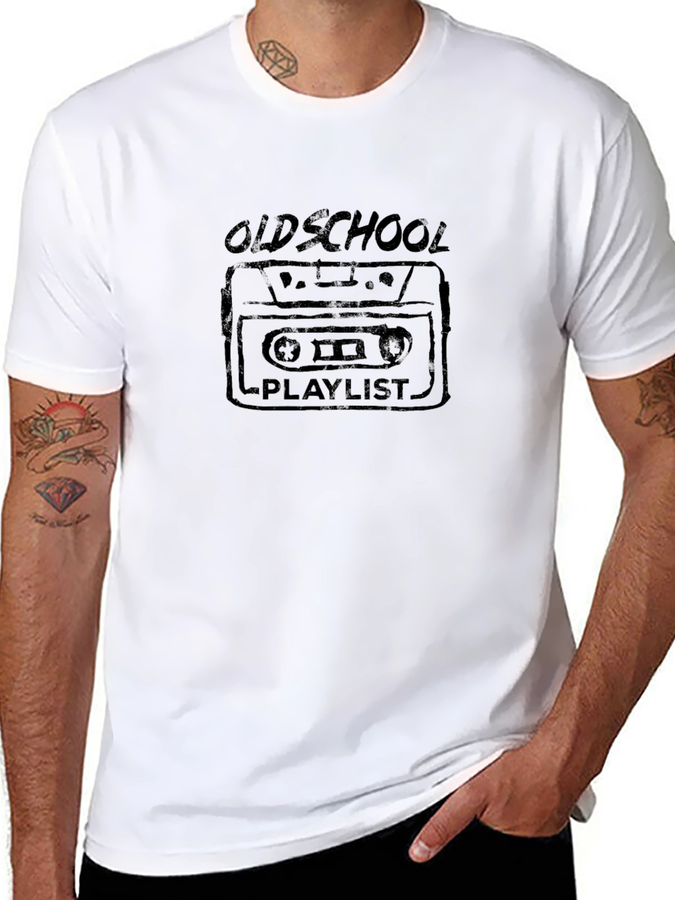 Oldschool Playlist Cassette Tape Graphic Tee