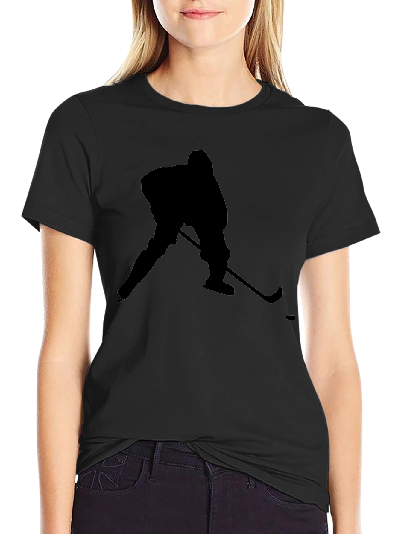 Hockey Player Silhouette Black T-Shirt