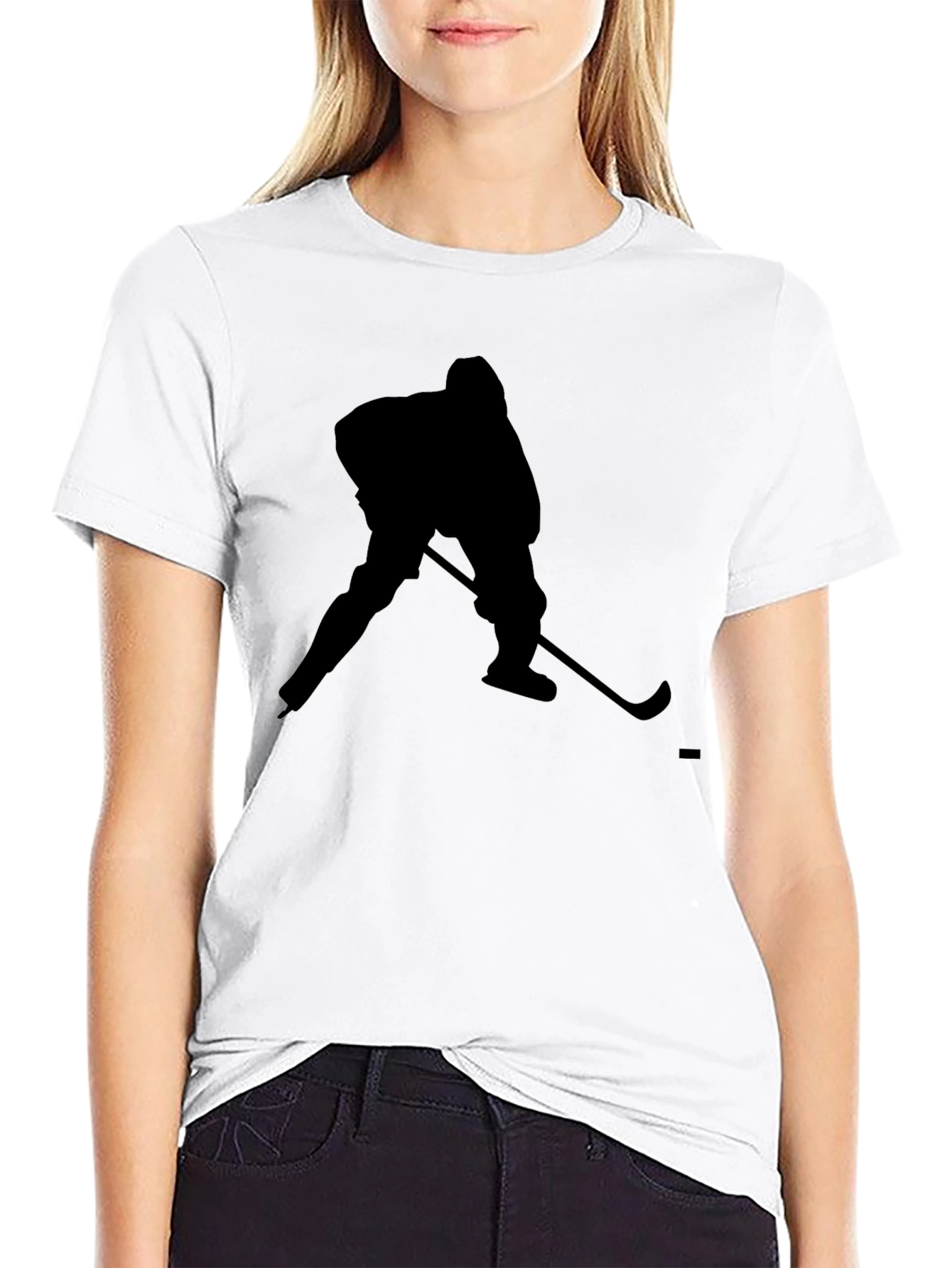 Hockey Player Silhouette Black T-Shirt