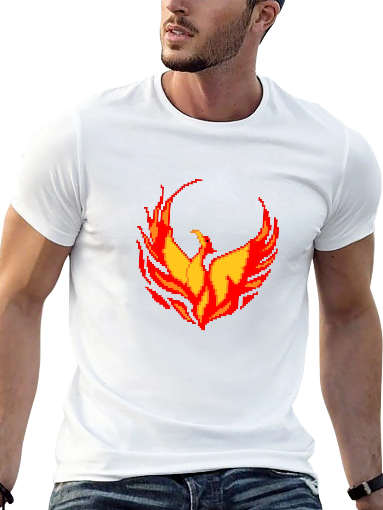 Pixel Phoenix Graphic Black T-Shirt