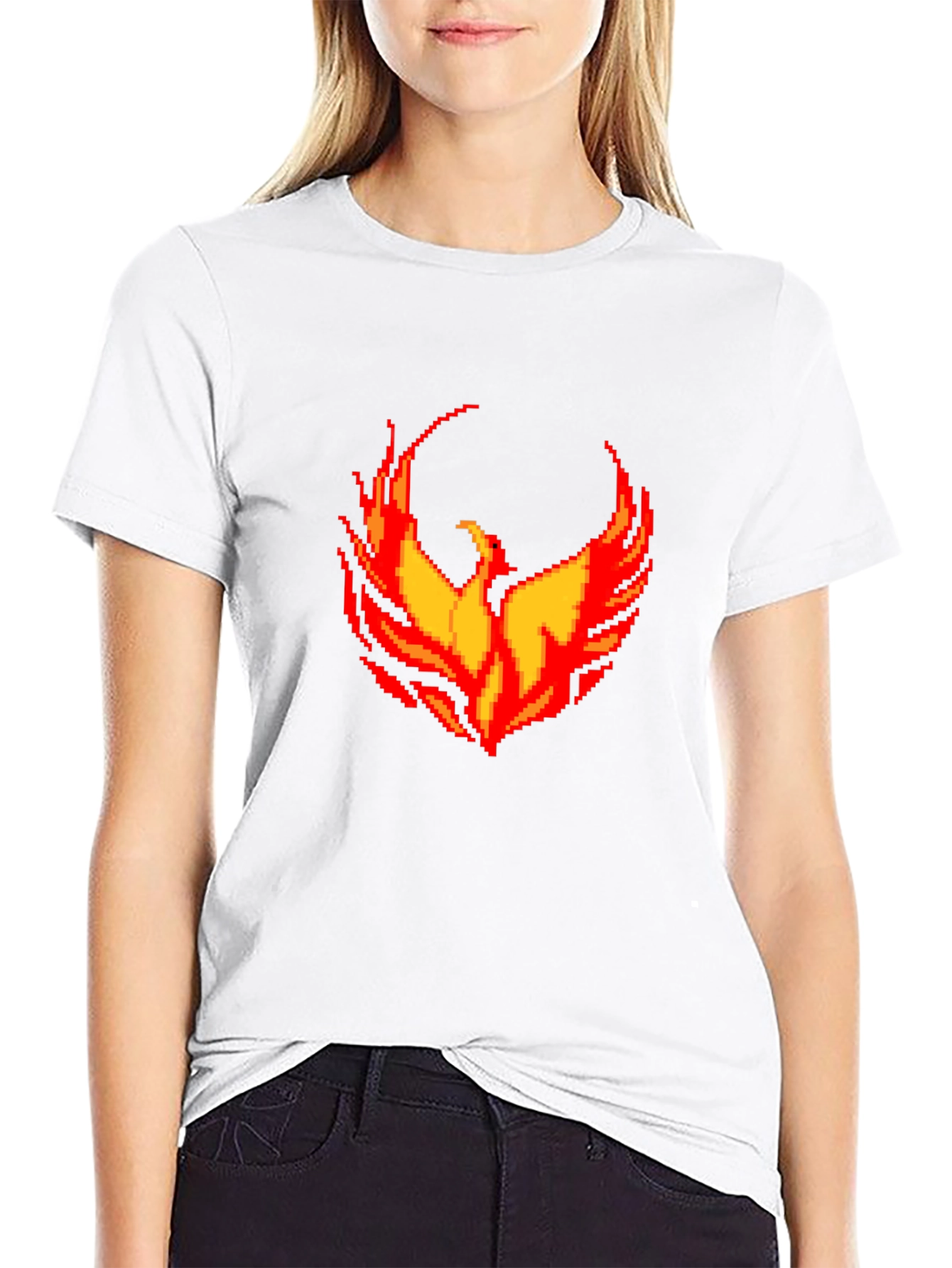 Pixel Phoenix Graphic Black T-Shirt