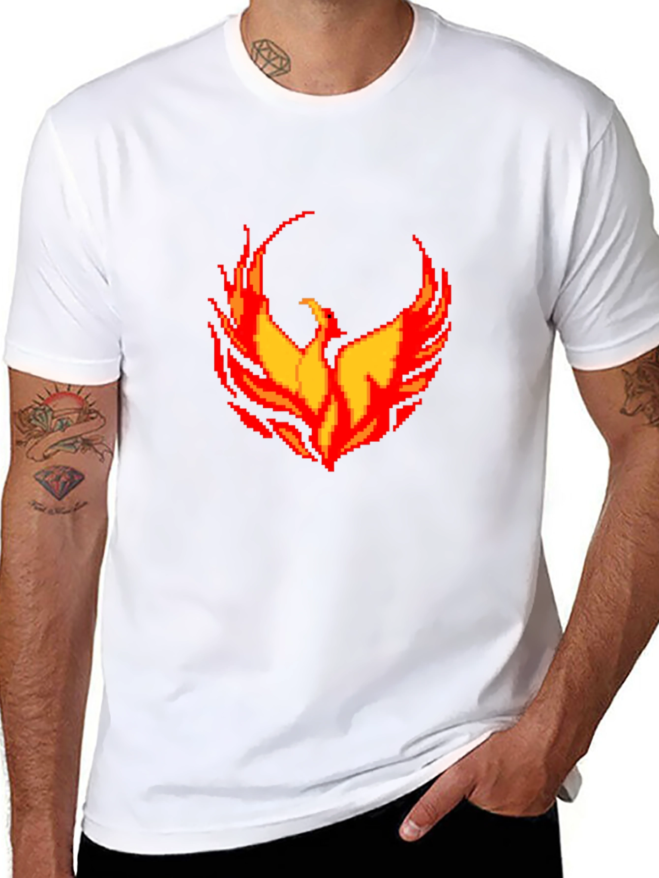 Pixel Phoenix Graphic Black T-Shirt