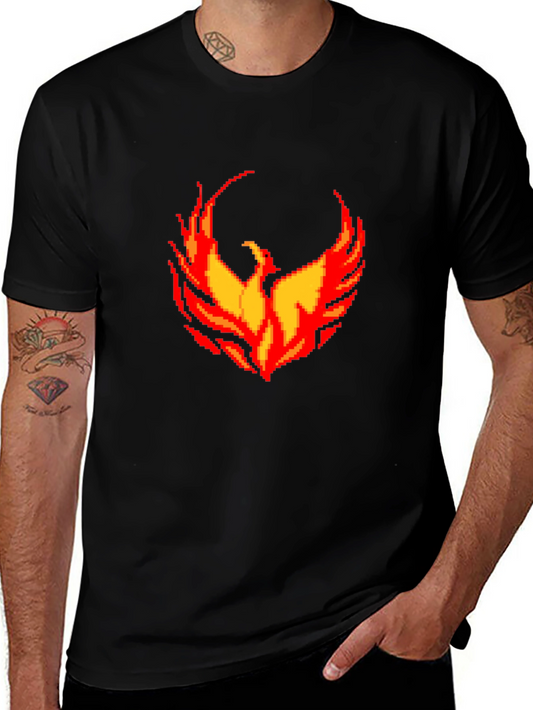 Pixel Phoenix Graphic Black T-Shirt