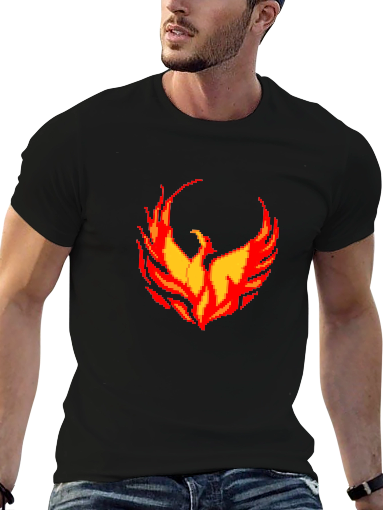 Pixel Phoenix Graphic Black T-Shirt
